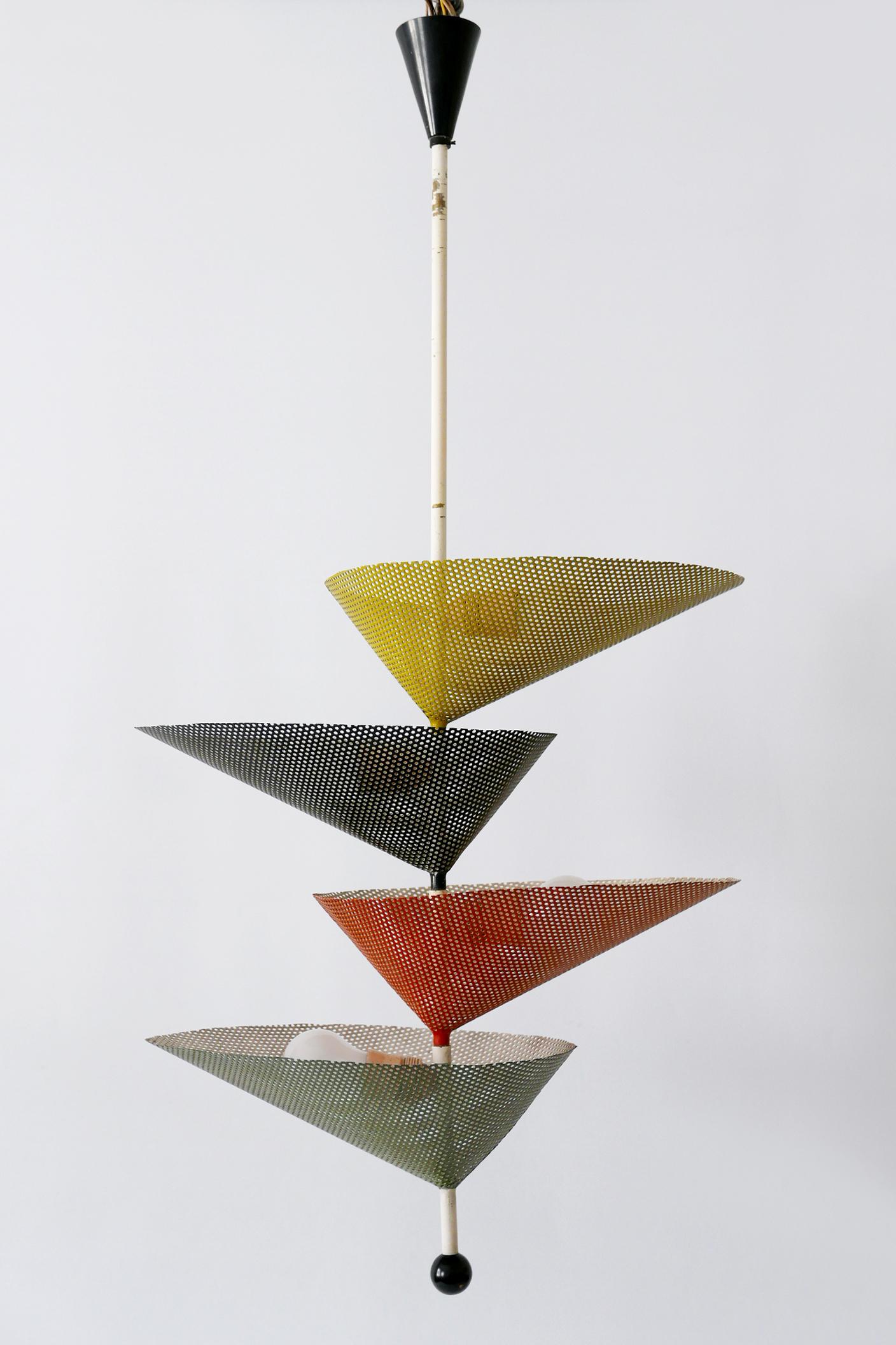 Mid-20th Century Rare Mid-Century Modern Chandelier or Pendant Lamp by Mathieu Matégot 1950s