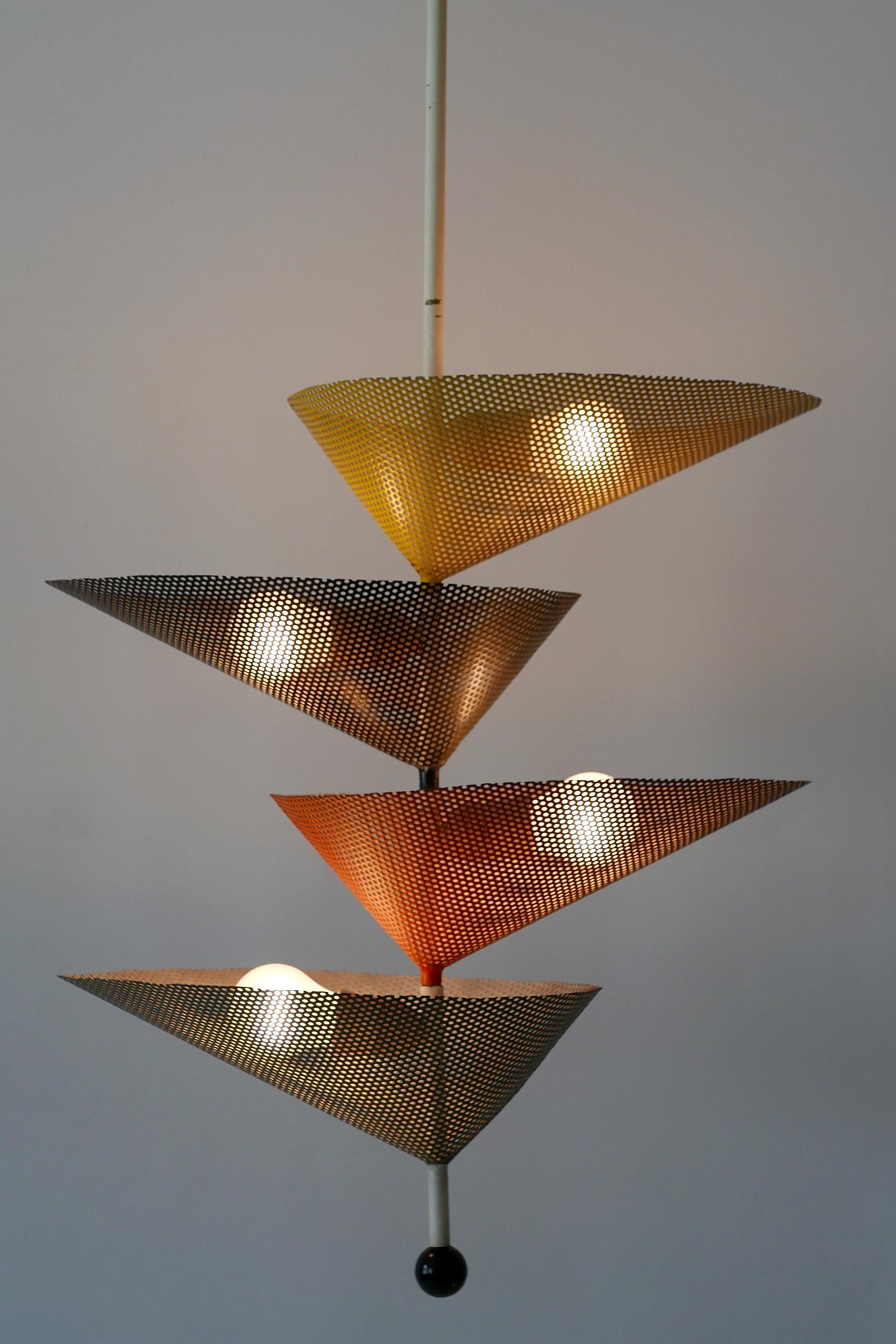 Rare Mid-Century Modern Chandelier or Pendant Lamp by Mathieu Matégot 1950s 2