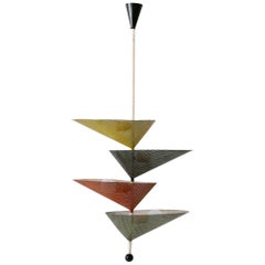 Rare Mid-Century Modern Chandelier or Pendant Lamp by Mathieu Matégot 1950s