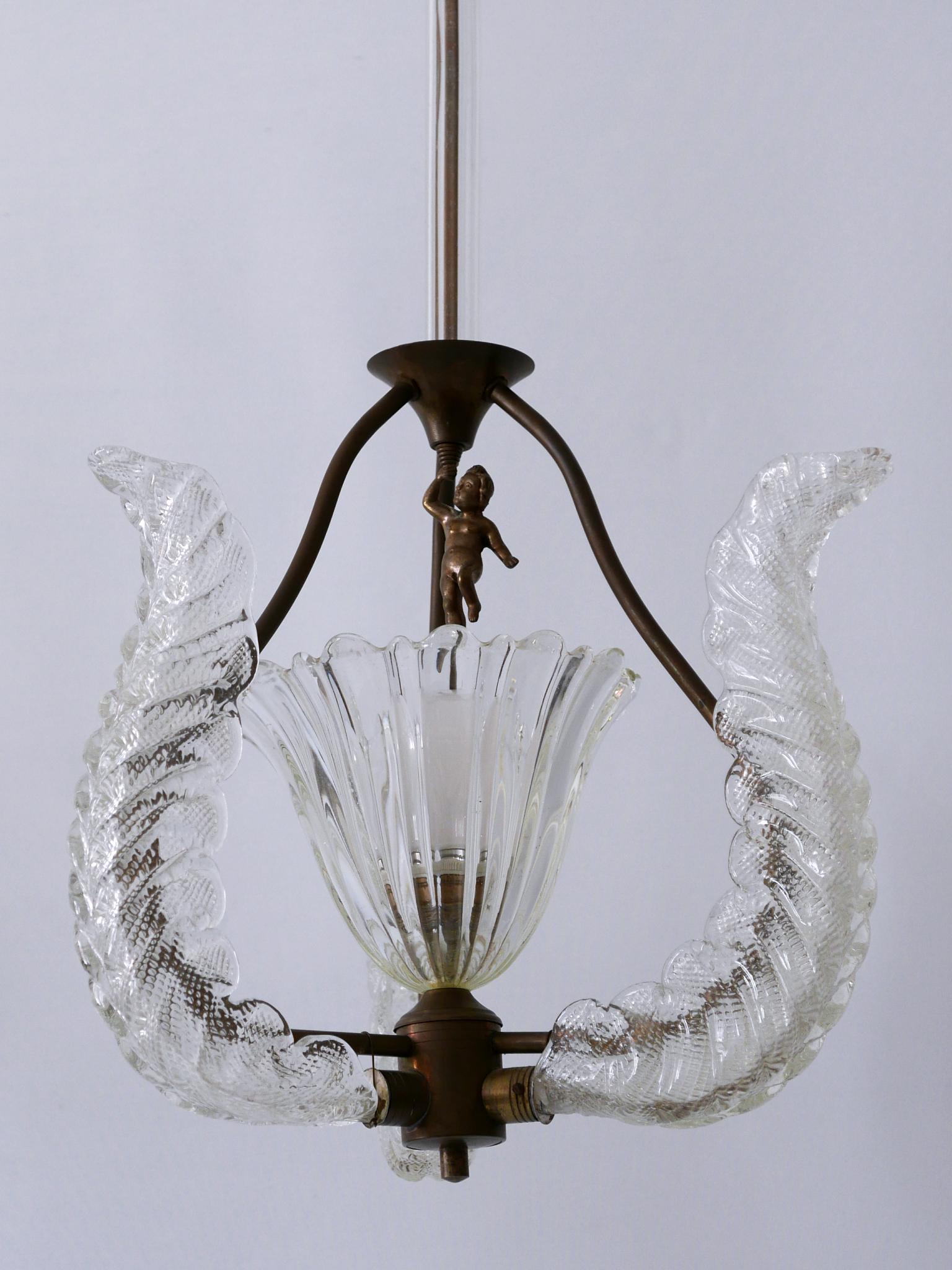 Italian Rare Mid Century Modern Chandelier or Pendant Lamp 'Putti' by Barovier & Toso For Sale