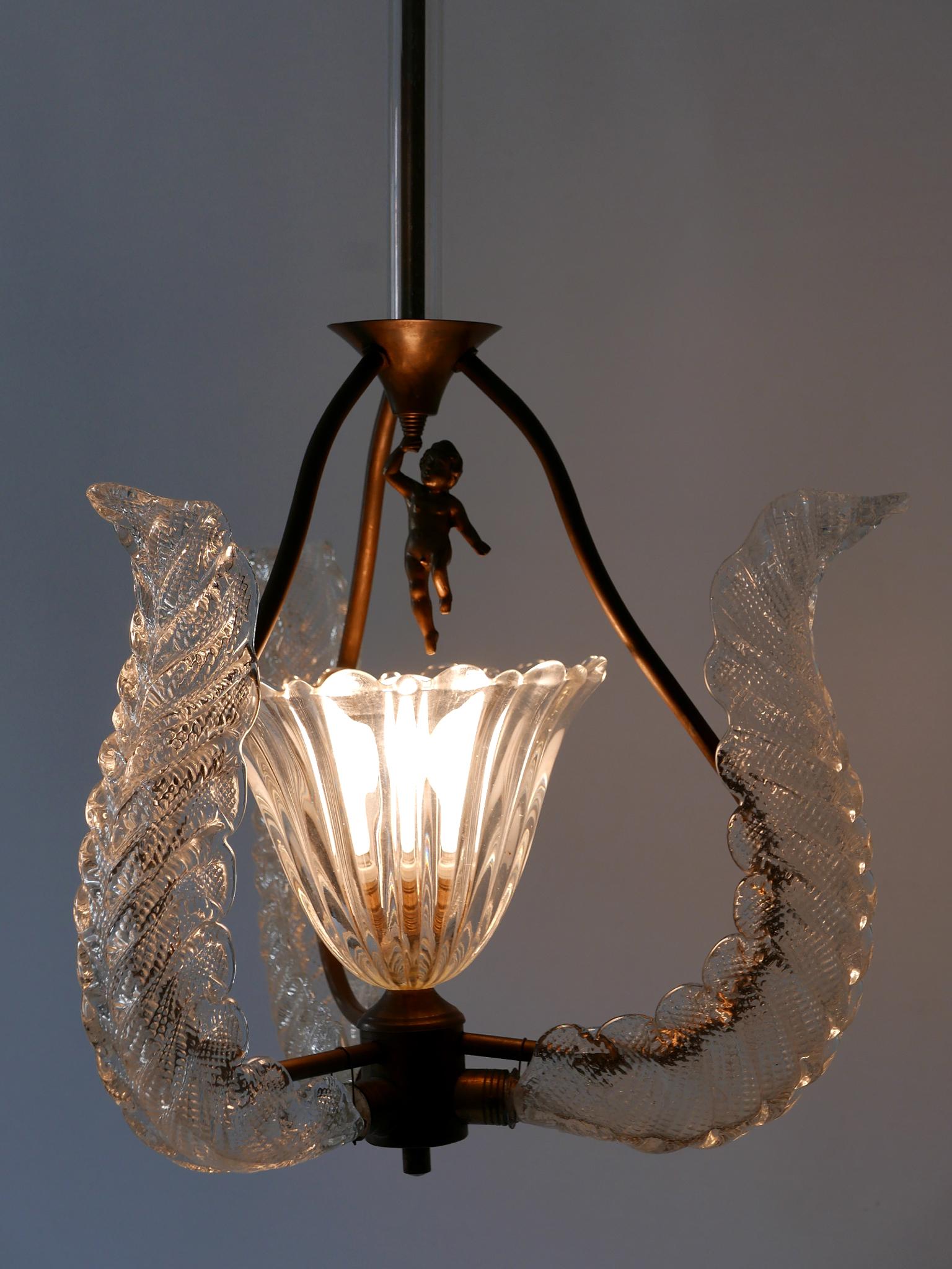 Rare Mid Century Modern Chandelier or Pendant Lamp 'Putti' by Barovier & Toso In Good Condition For Sale In Munich, DE
