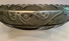 Raro centrotavola in vetro grigio fumo della Daum Nancy France Art Deco della metà del secolo scorso