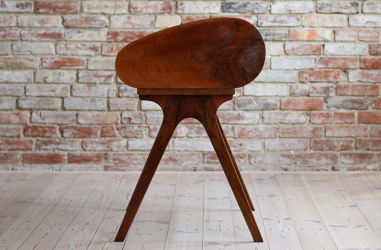 Mid-Century Modern Mid-Century Desk with Roll-Top, Walnut Veneer, 1950s, Fully Restored