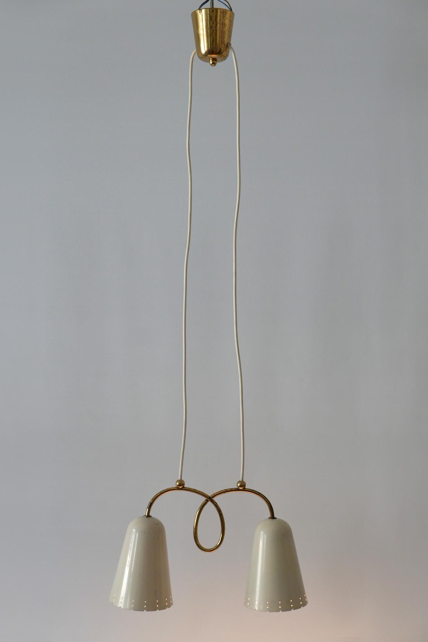 Rare Mid-Century Modern Double Head Pendant Lamp or Hanging Light 1950s, Germany 4