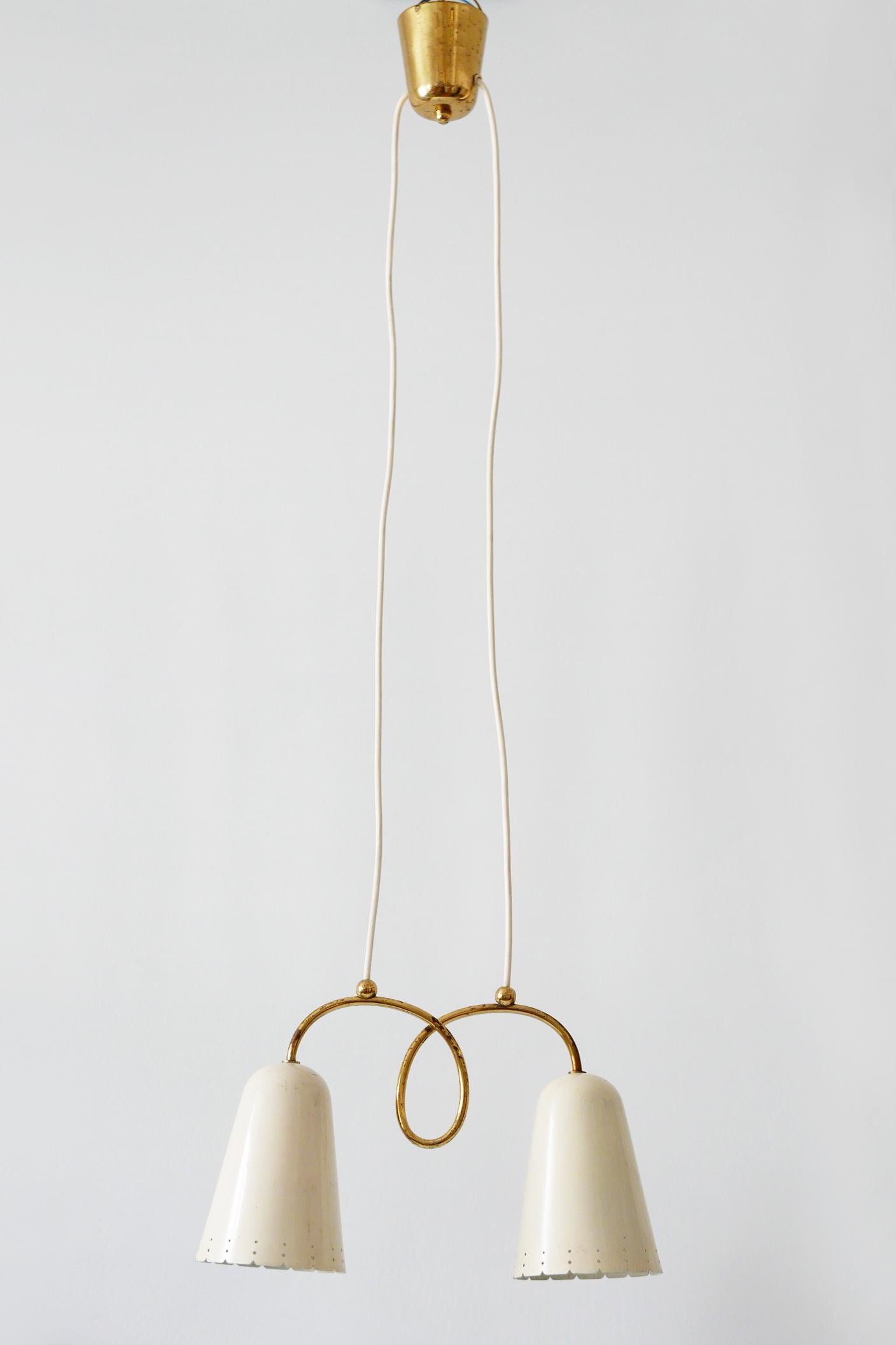 Rare Mid-Century Modern Double Head Pendant Lamp or Hanging Light 1950s, Germany 5