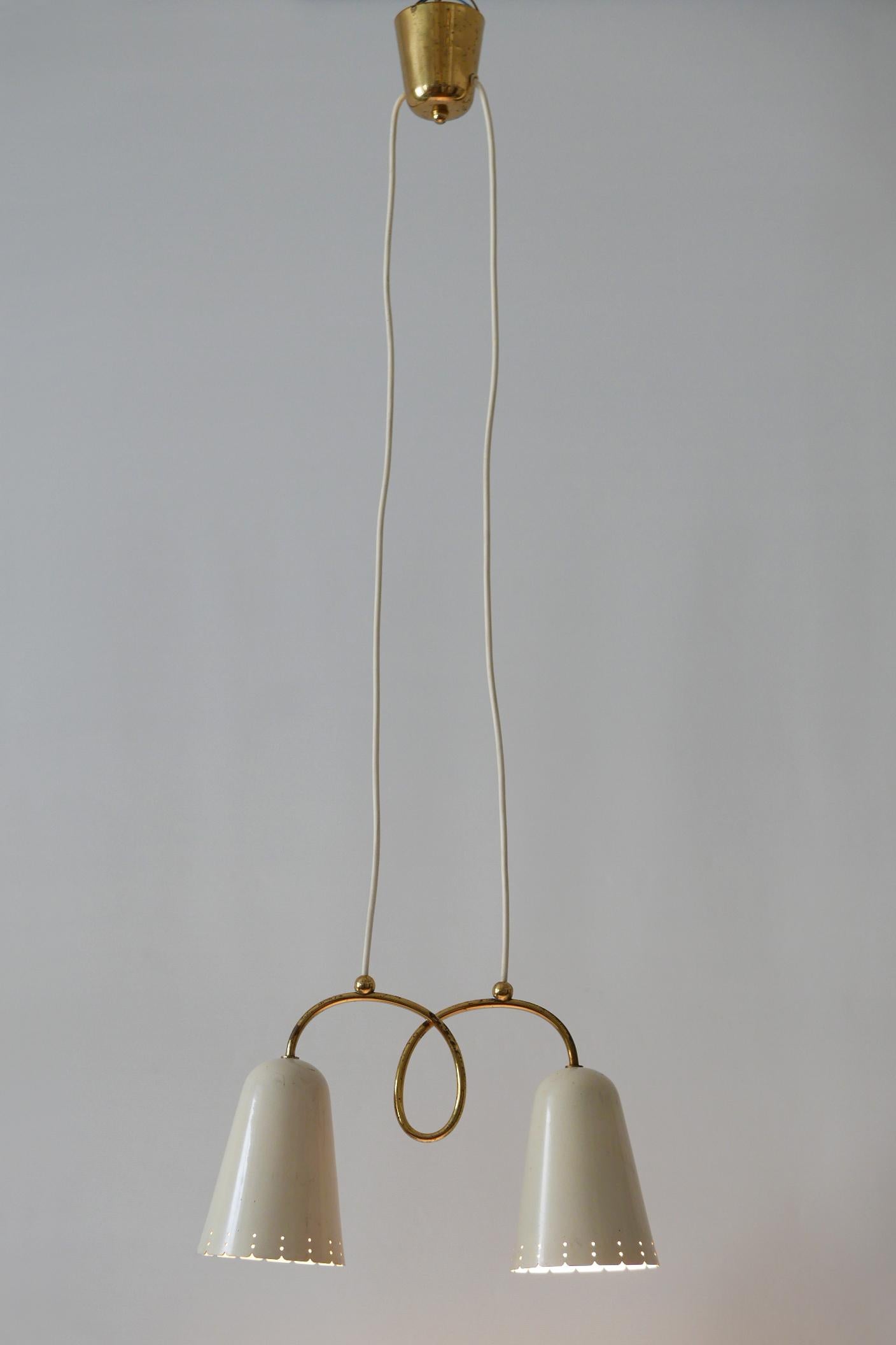 Rare Mid-Century Modern Double Head Pendant Lamp or Hanging Light 1950s, Germany 6