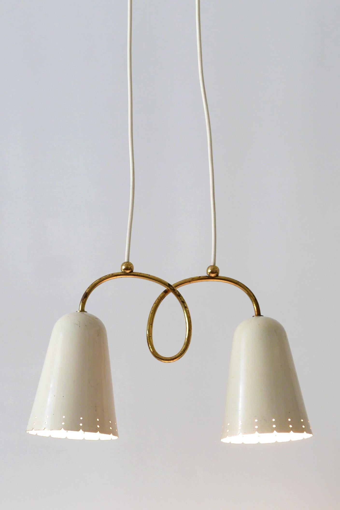 Rare Mid-Century Modern Double Head Pendant Lamp or Hanging Light 1950s, Germany 8