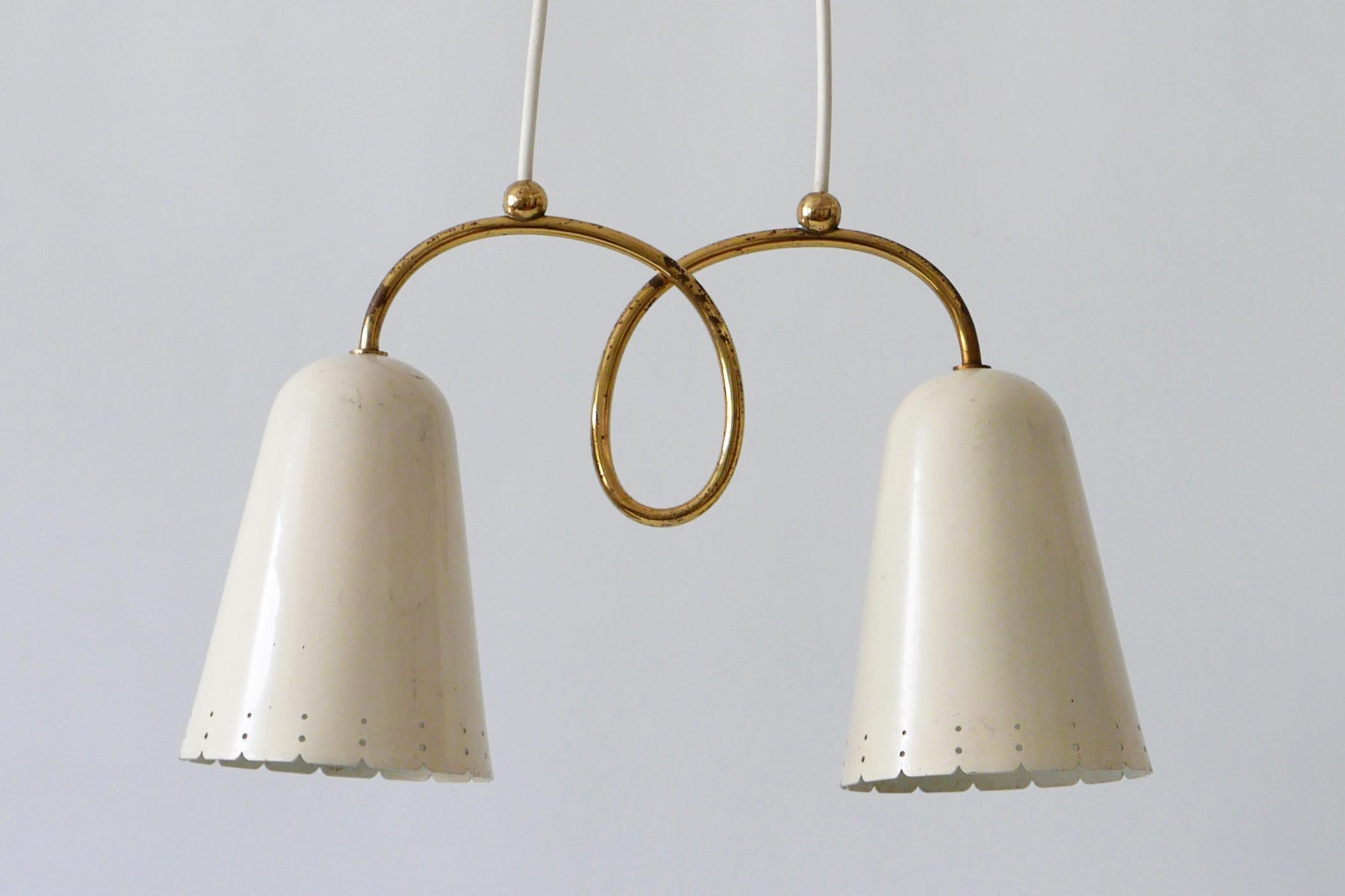 Rare Mid-Century Modern Double Head Pendant Lamp or Hanging Light 1950s, Germany 9