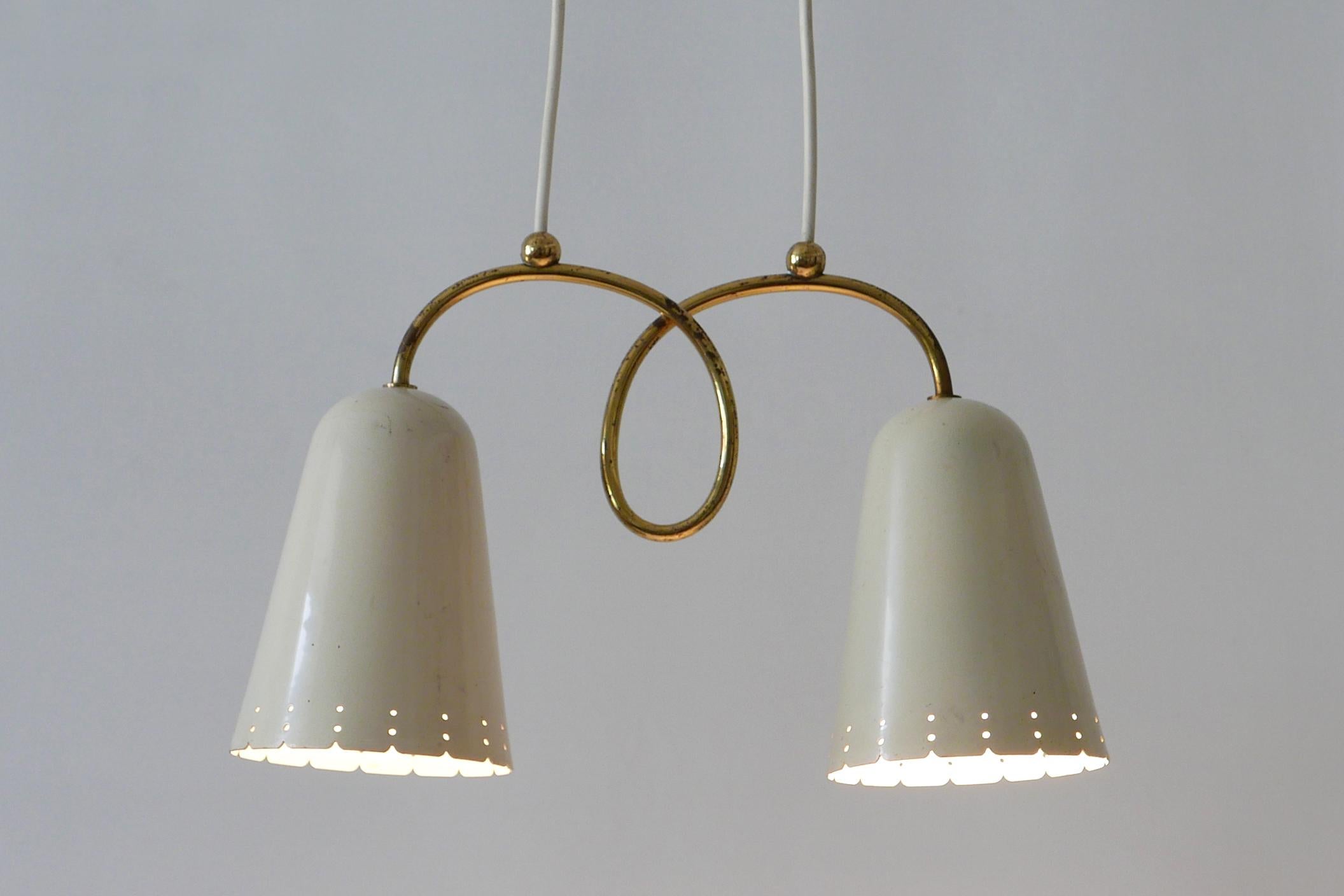 Rare Mid-Century Modern Double Head Pendant Lamp or Hanging Light 1950s, Germany 10