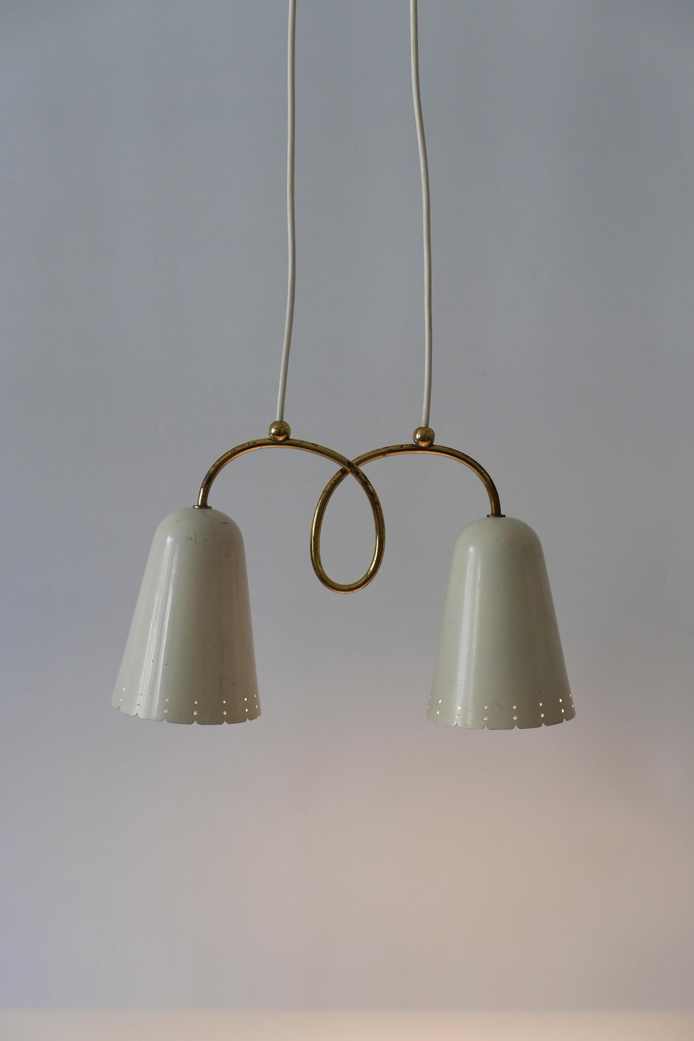 Rare Mid-Century Modern Double Head Pendant Lamp or Hanging Light 1950s, Germany 13