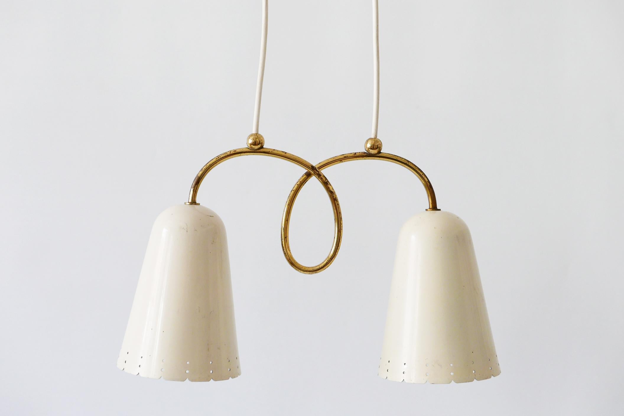 Mid-20th Century Rare Mid-Century Modern Double Head Pendant Lamp or Hanging Light 1950s, Germany