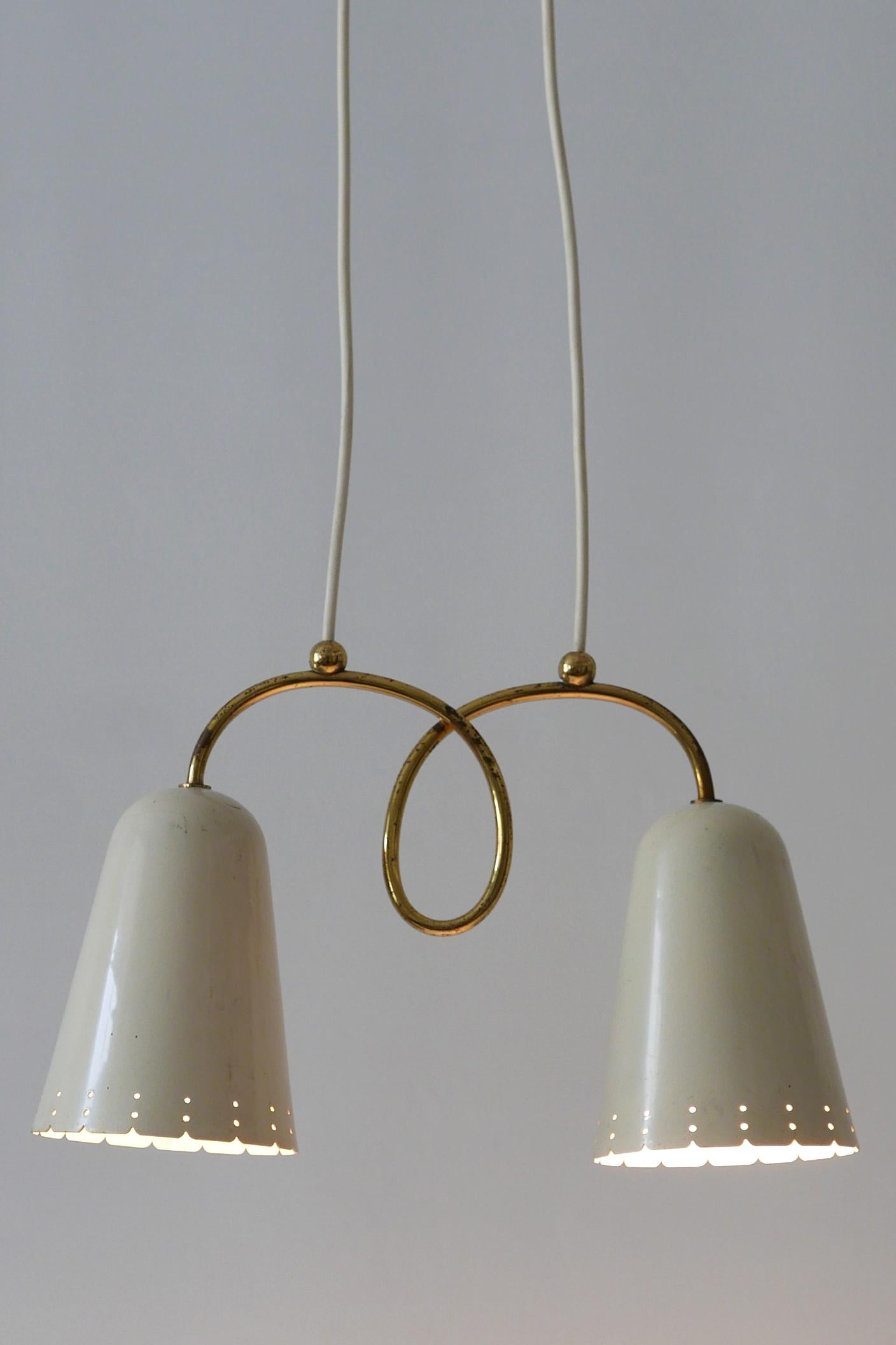 Rare Mid-Century Modern Double Head Pendant Lamp or Hanging Light 1950s, Germany 2