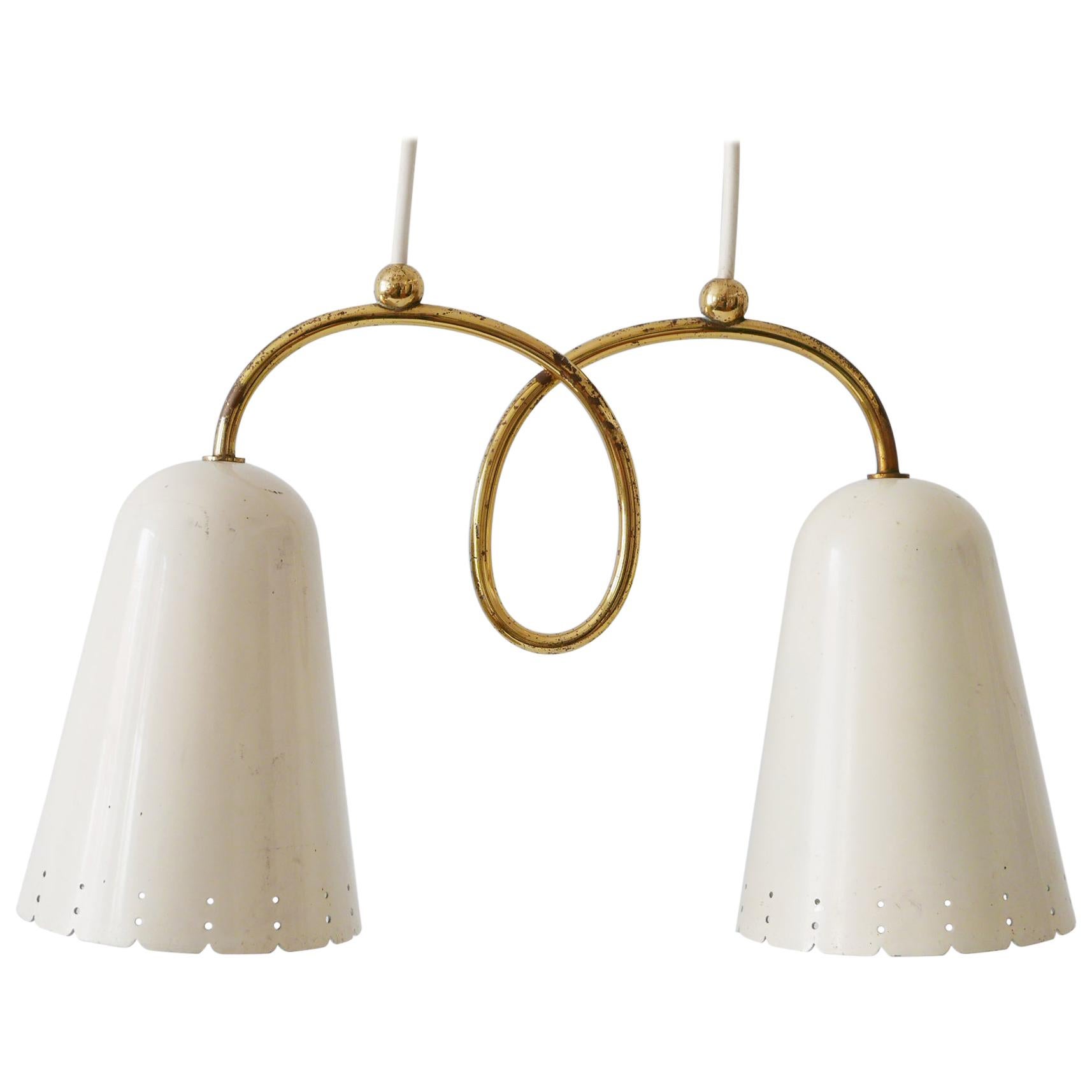 Rare Mid-Century Modern Double Head Pendant Lamp or Hanging Light 1950s, Germany