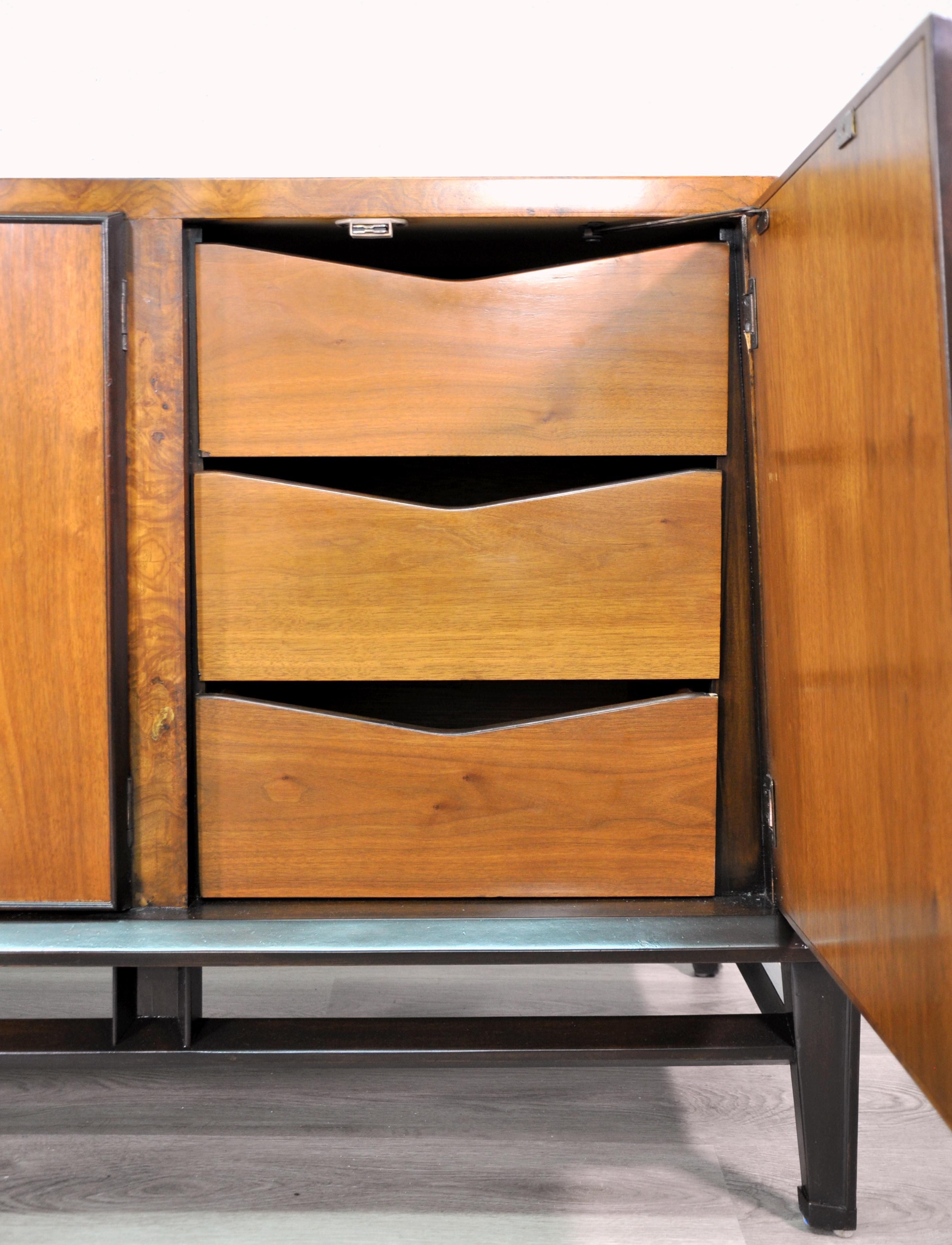 Rare Mid-Century Modern Dresser by Helen Hobey for Baker Walnut, Burl & Brass 10