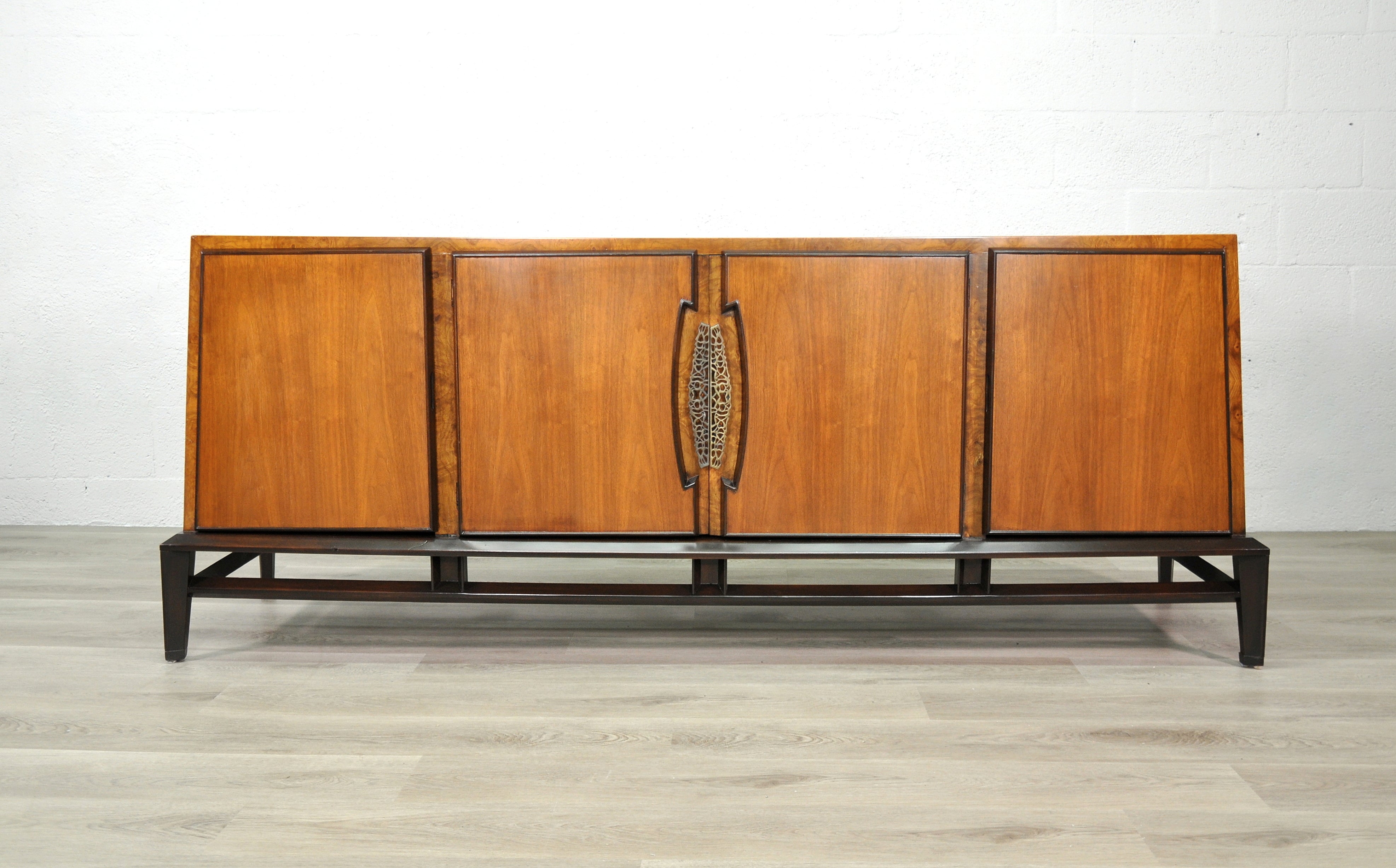 Rare Mid-Century Modern Dresser by Helen Hobey for Baker Walnut, Burl & Brass 11