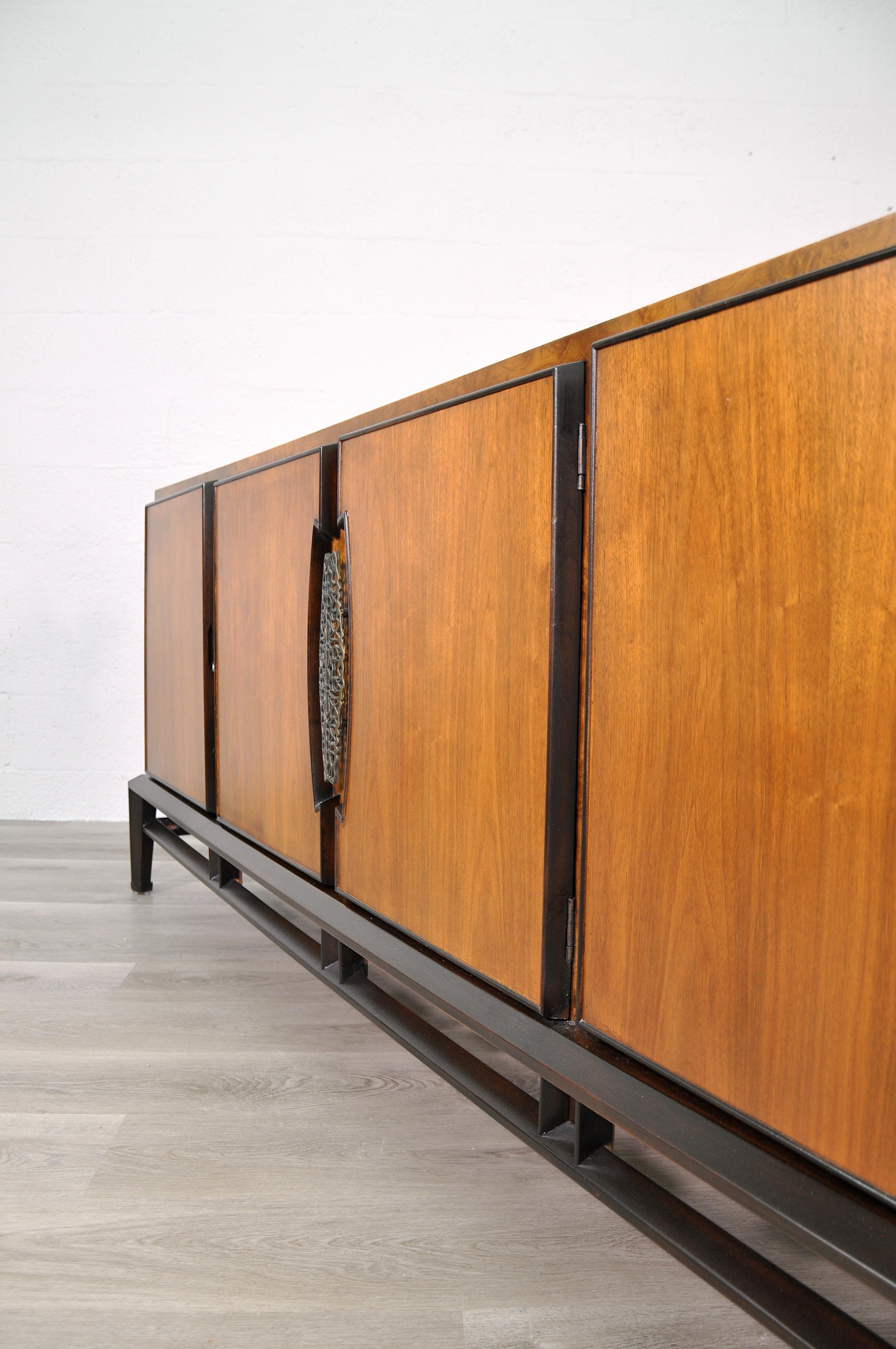 20th Century Rare Mid-Century Modern Dresser by Helen Hobey for Baker Walnut, Burl & Brass