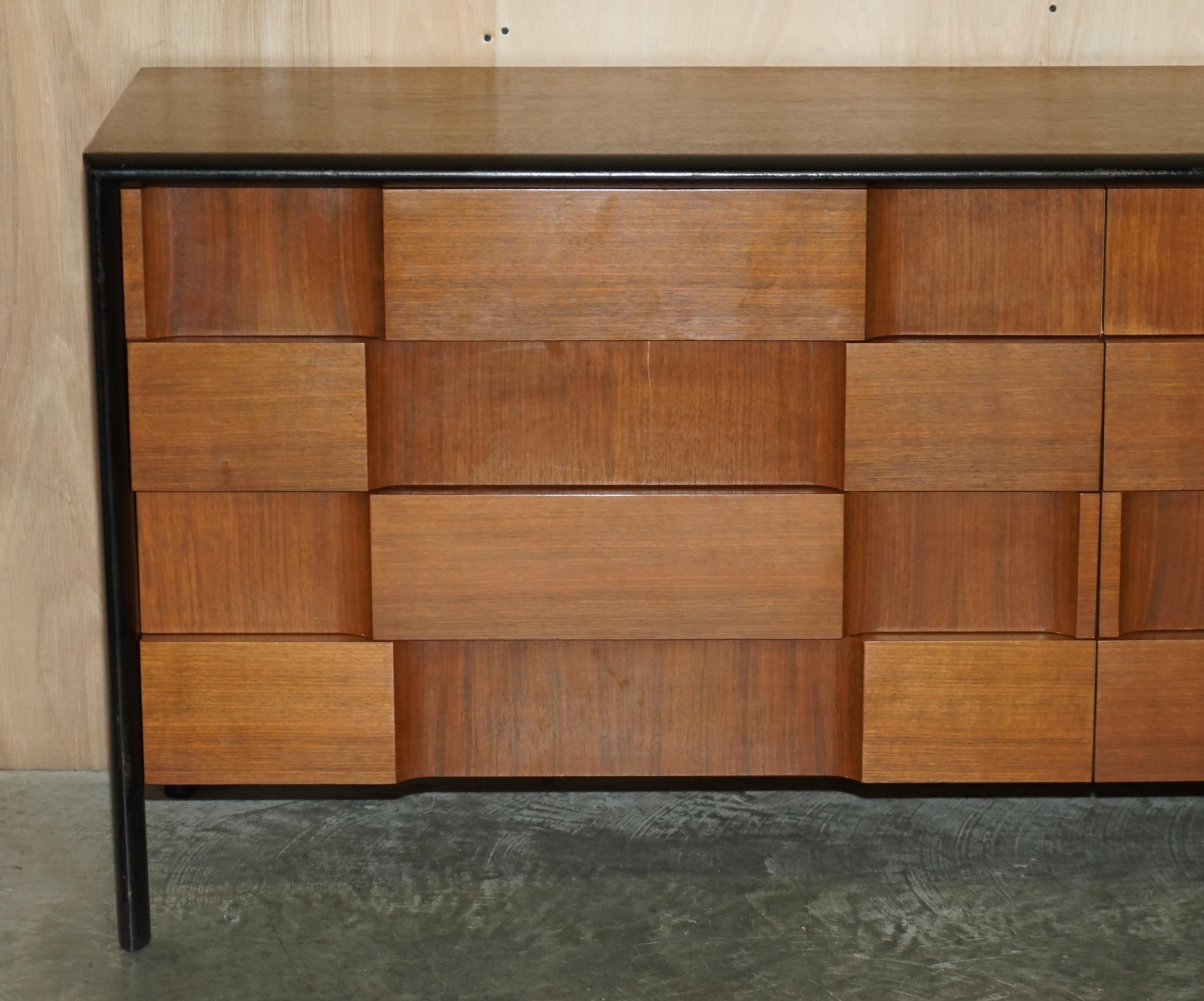 Swedish Rare Mid-Century Modern Edmond J Spence Checkerboard Sideboard Chest of Drawers For Sale