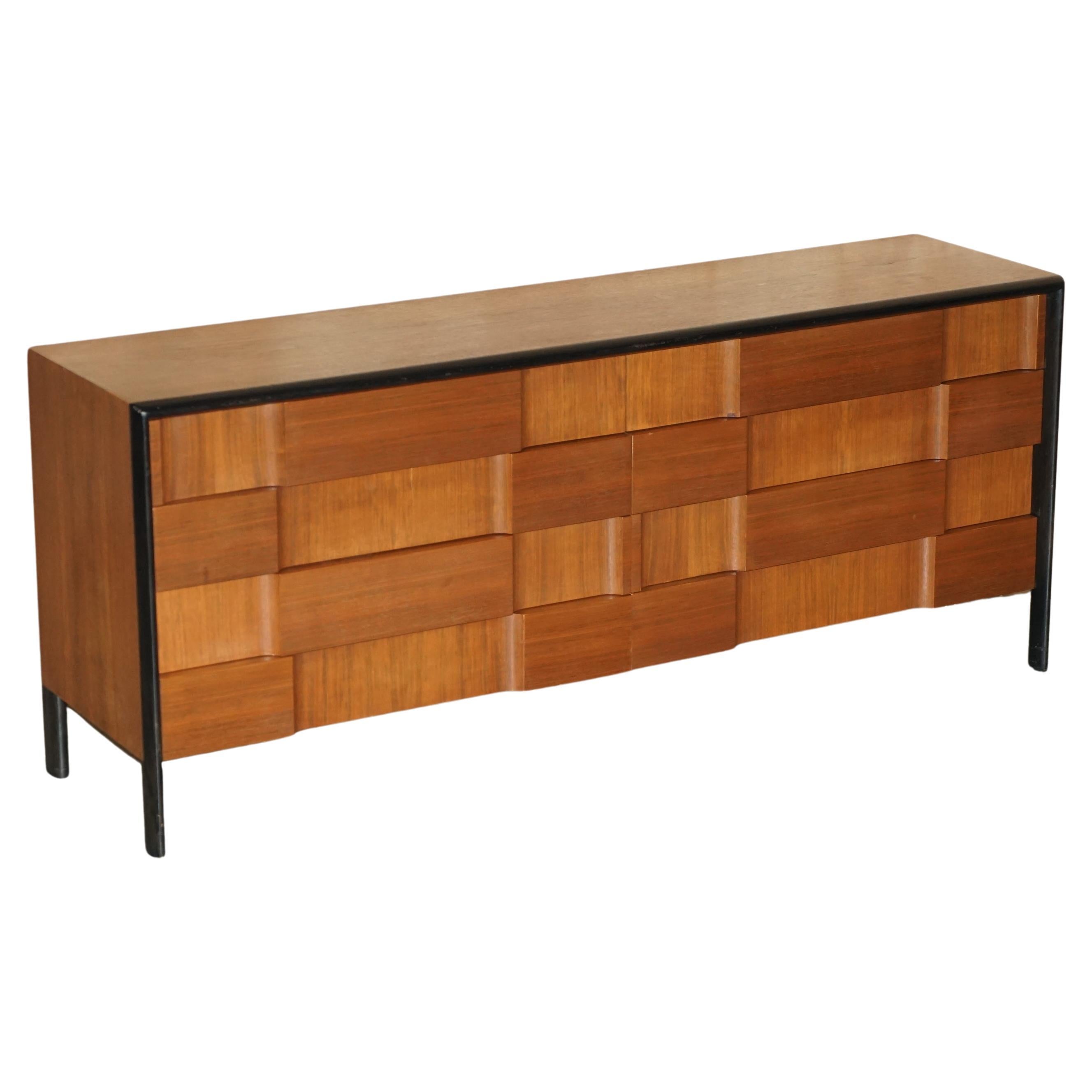 Rare Mid-Century Modern Edmond J Spence Checkerboard Sideboard Chest of Drawers For Sale