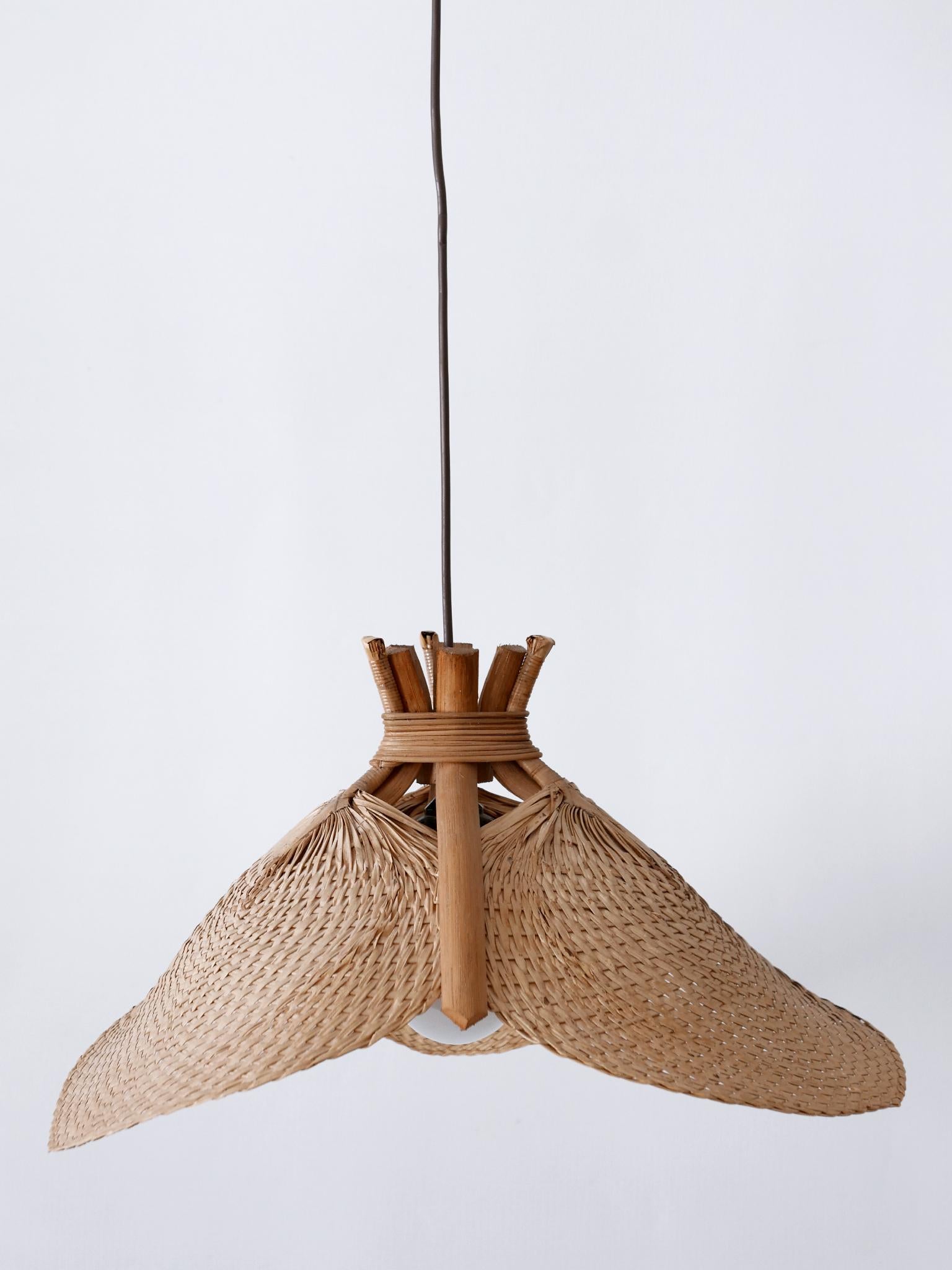 Rare Mid-Century Modern Fan Uchiwa Pendant Lamp or Hanging Light Germany 1970s  6