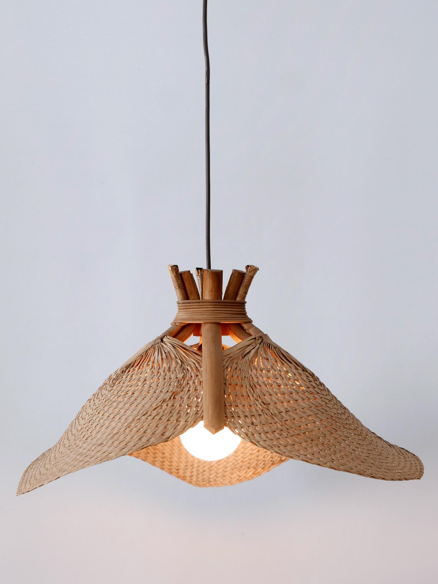 Rare Mid-Century Modern Fan Uchiwa Pendant Lamp or Hanging Light Germany 1970s  7