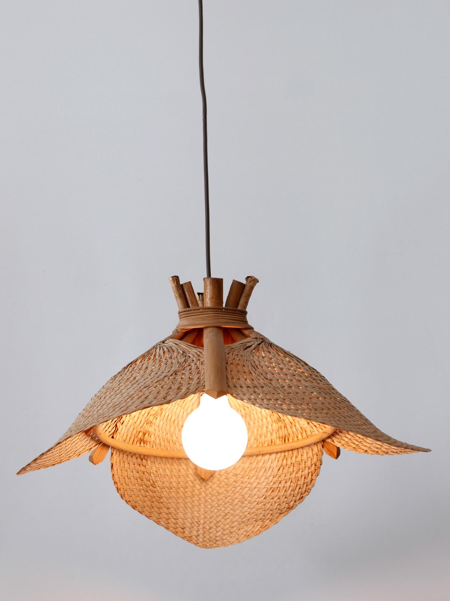 Rare Mid-Century Modern Fan Uchiwa Pendant Lamp or Hanging Light Germany 1970s  9