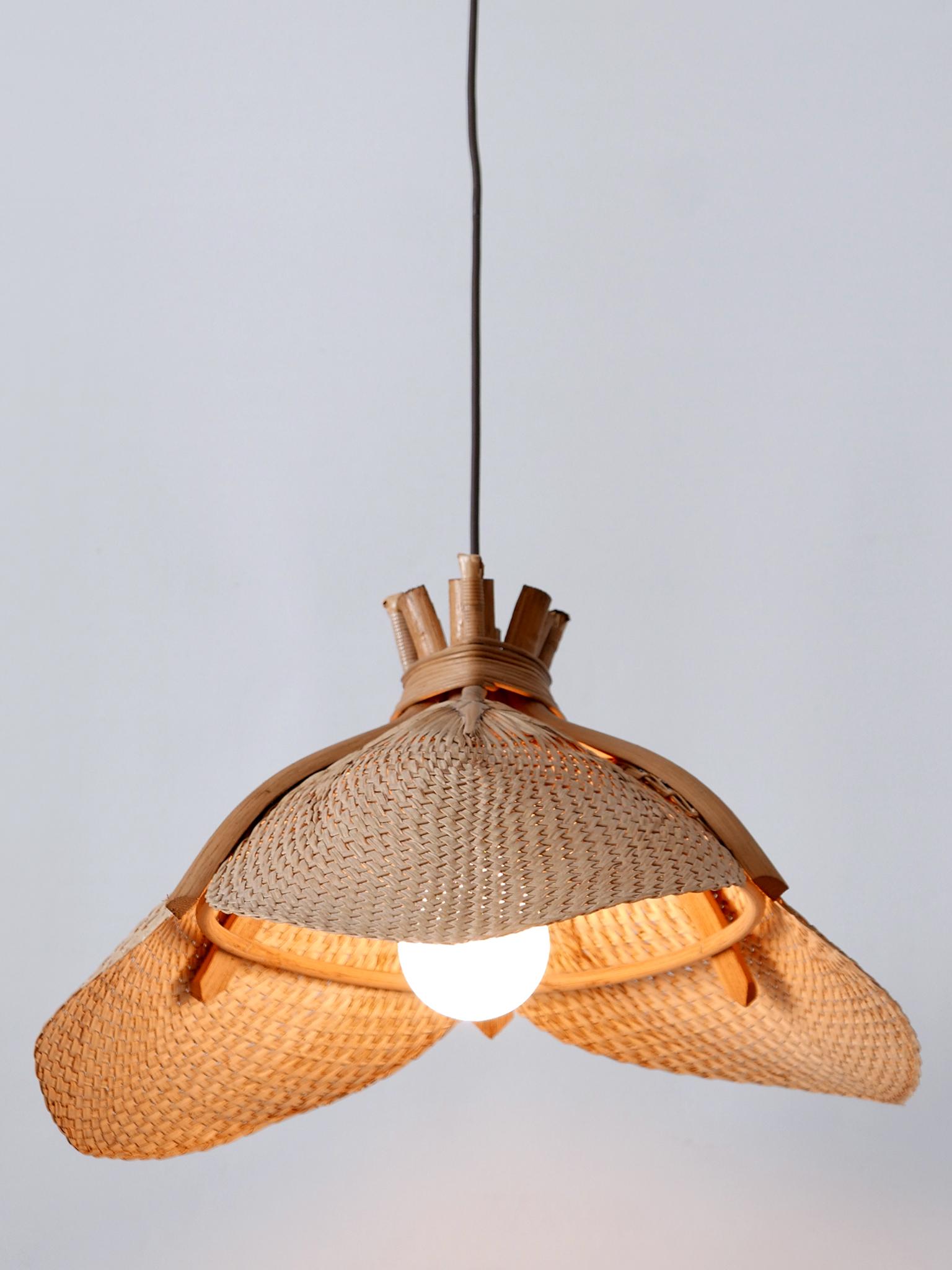 Rare Mid-Century Modern Fan Uchiwa Pendant Lamp or Hanging Light Germany 1970s  2