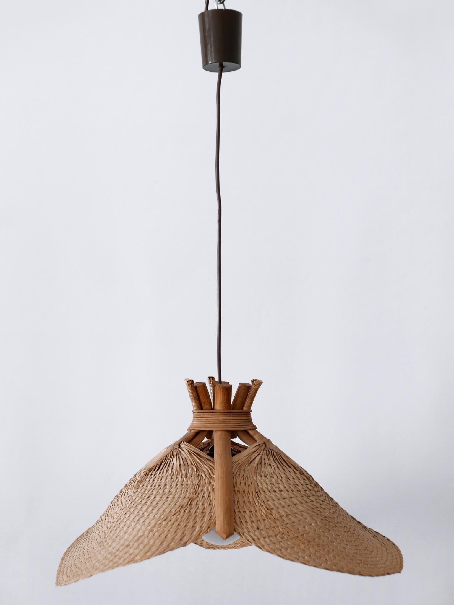 Rare Mid-Century Modern Fan Uchiwa Pendant Lamp or Hanging Light Germany 1970s  4