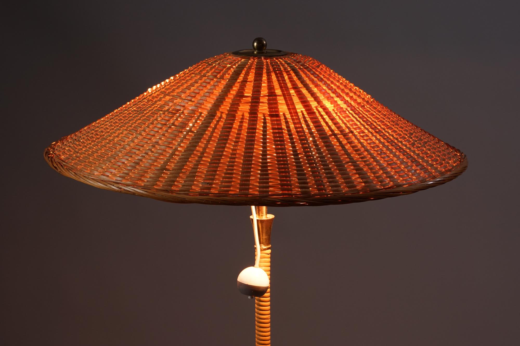 Finnish Itsu Mid-Century Modern Rattan Floor Lamp, 1950s
