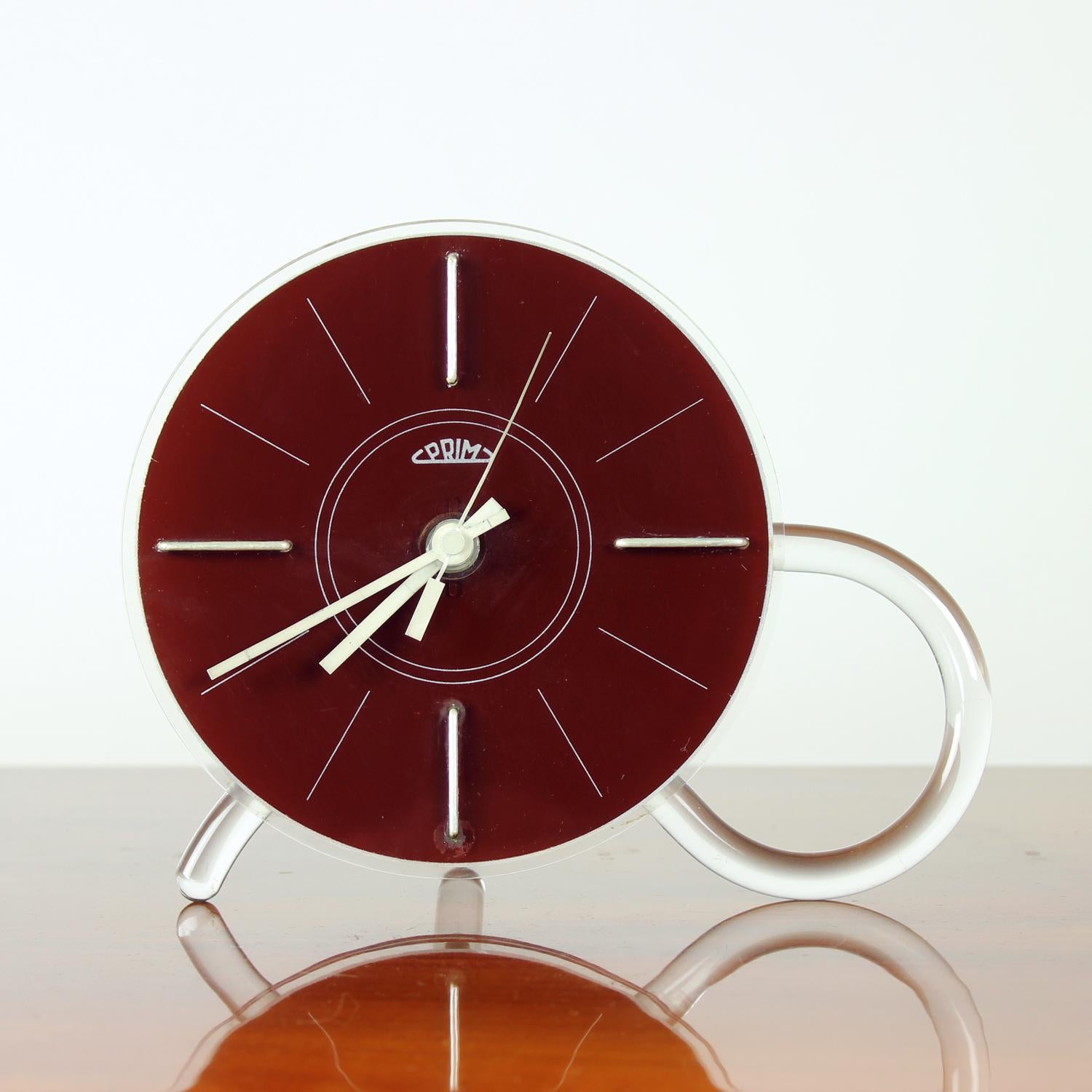 Rare Mid Century Modern Freestanding Clock By Prim, Czechoslovakia, 1960s For Sale 5