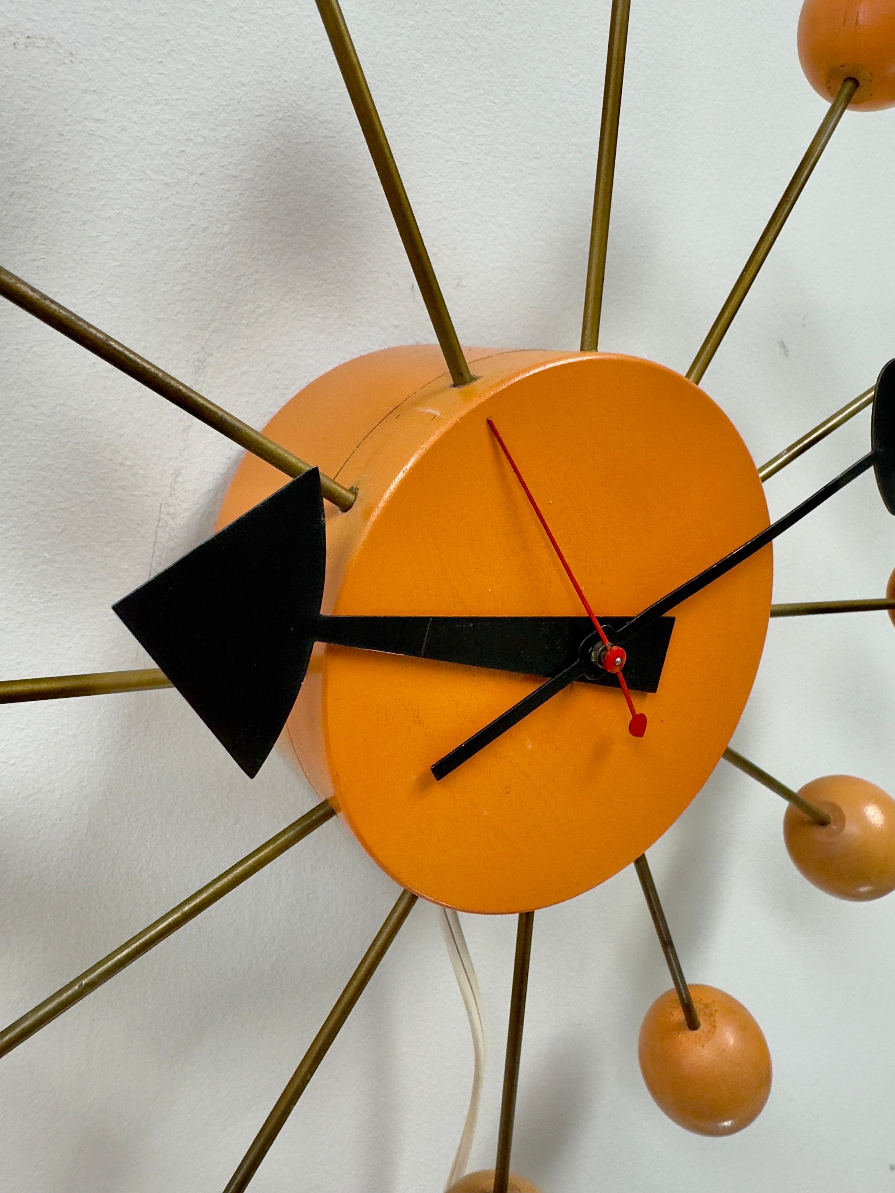 20th Century Rare Mid Century Modern George Nelson Orange Ball Clock Model 4755 For Sale