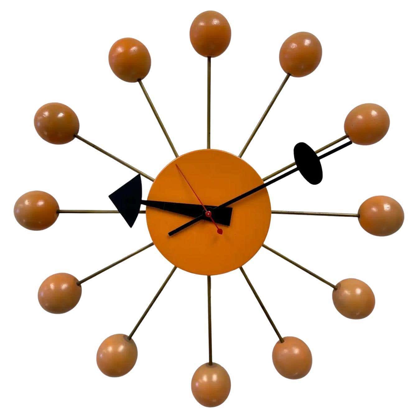 Rare Mid Century Modern George Nelson Orange Ball Clock Model 4755 For ...