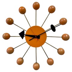 Retro Rare Mid Century Modern George Nelson Orange Ball Clock Model 4755