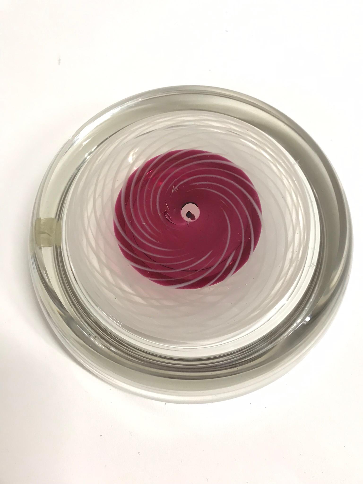 Rare Mid-Century Modern Hadeland Red Swirl Art Glass by Willy Johansson 2