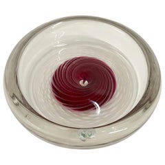 Rare Mid-Century Modern Hadeland Red Swirl Art Glass by Willy Johansson