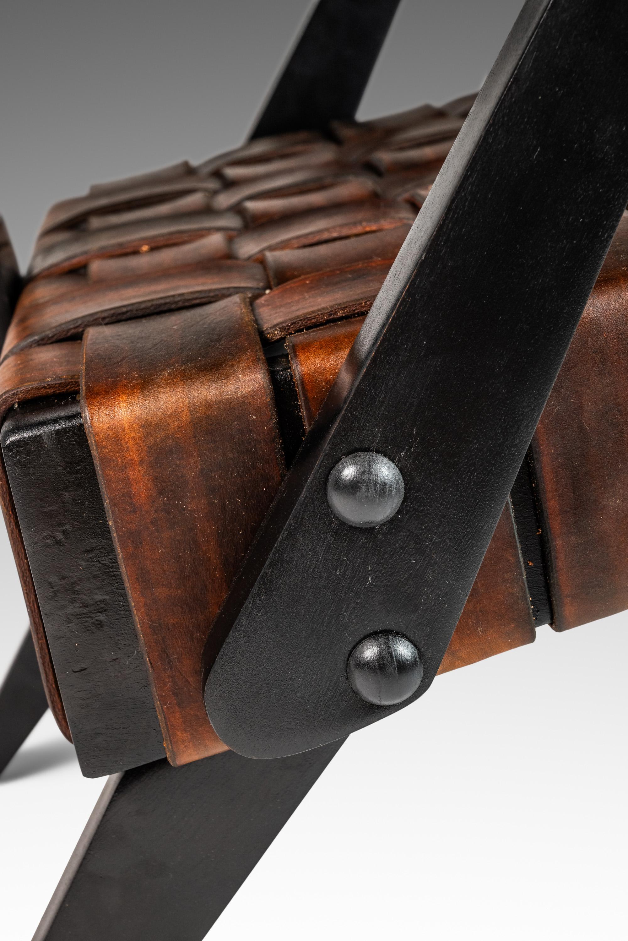 Rare Mid-Century Modern Hand-Tooled Leather Ruspan Chair by Russell Spanner, 60s 3