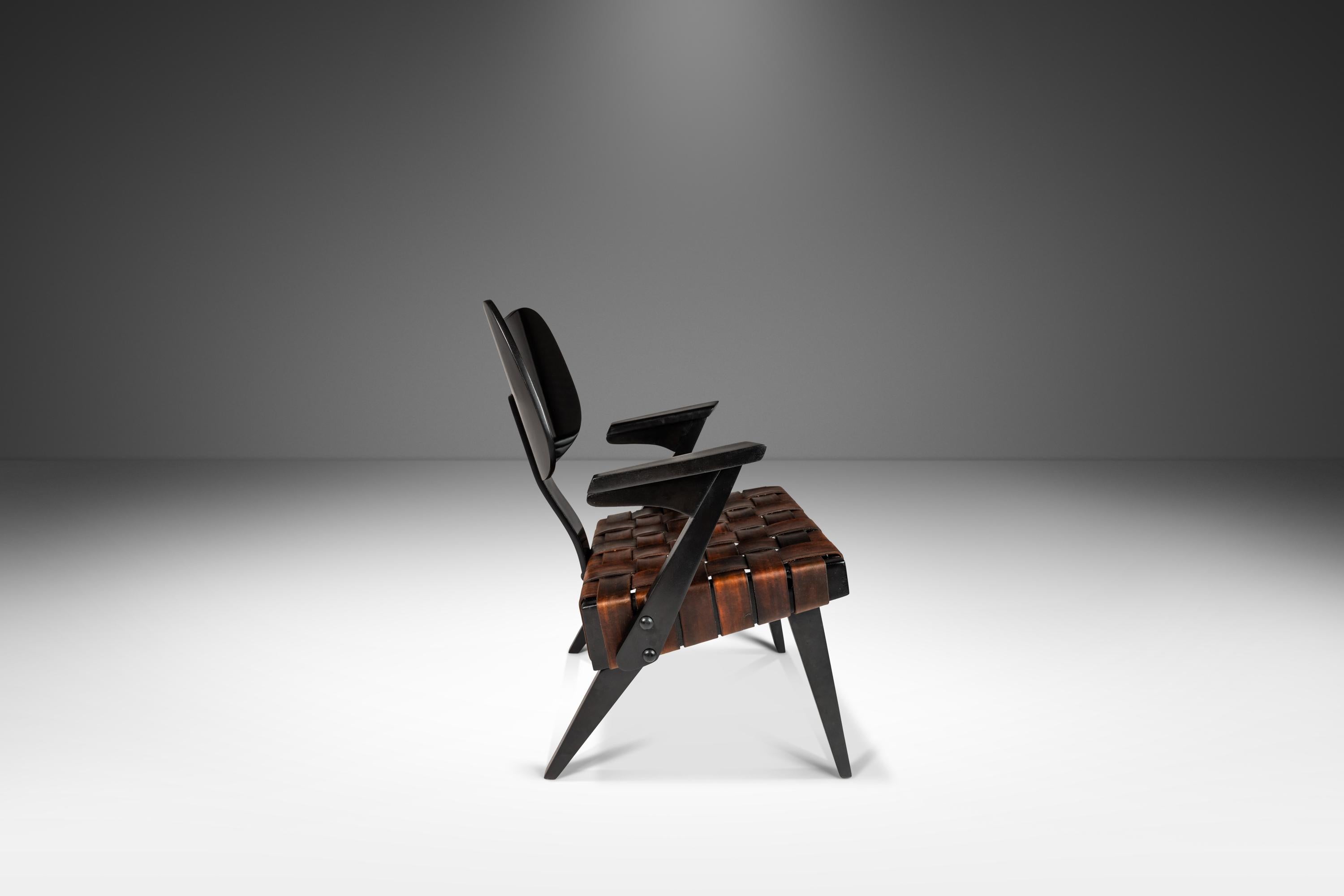 Rare Mid-Century Modern Hand-Tooled Leather Ruspan Chair by Russell Spanner, 60s 5