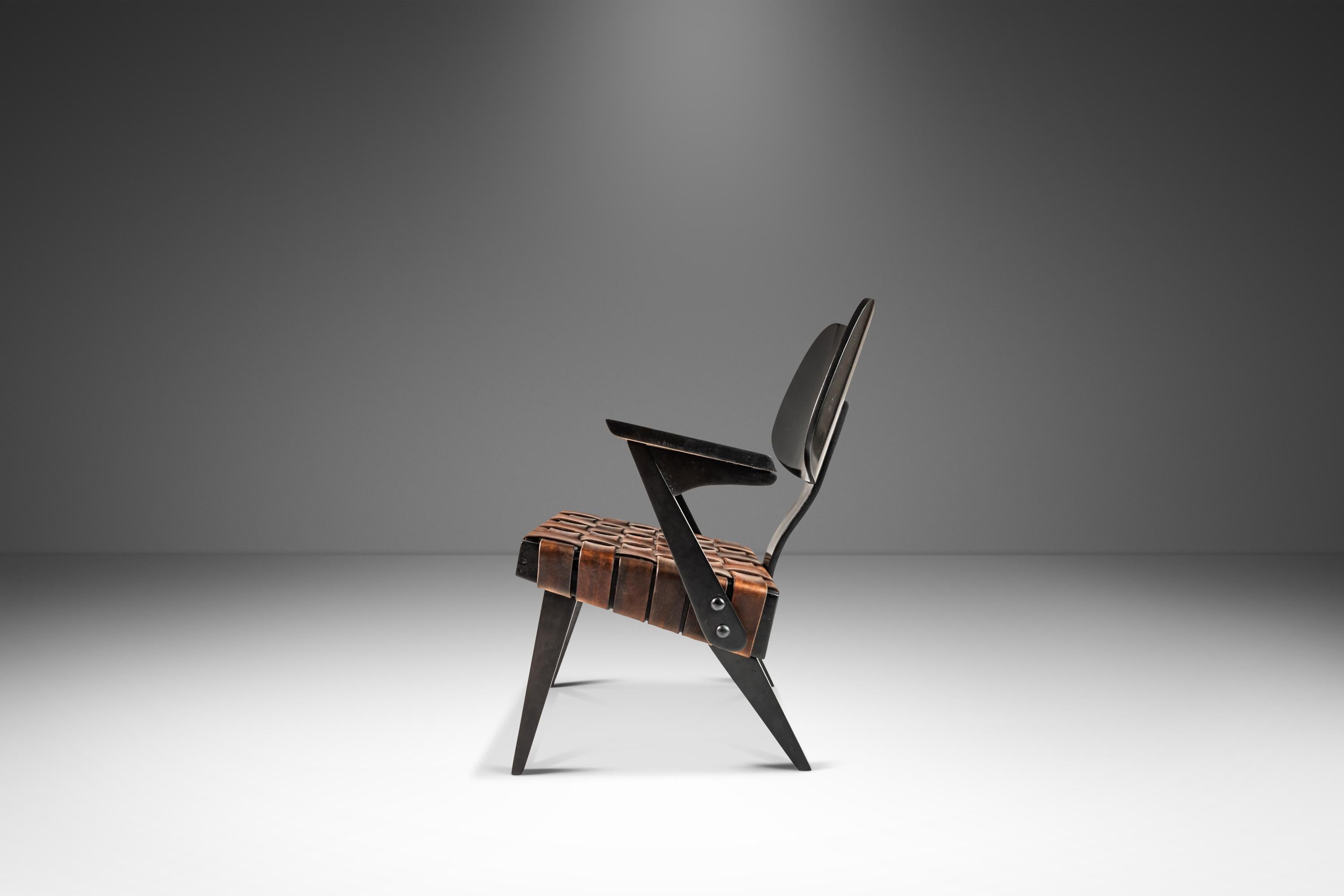 Rare Mid-Century Modern Hand-Tooled Leather Ruspan Chair by Russell Spanner, 60s 8
