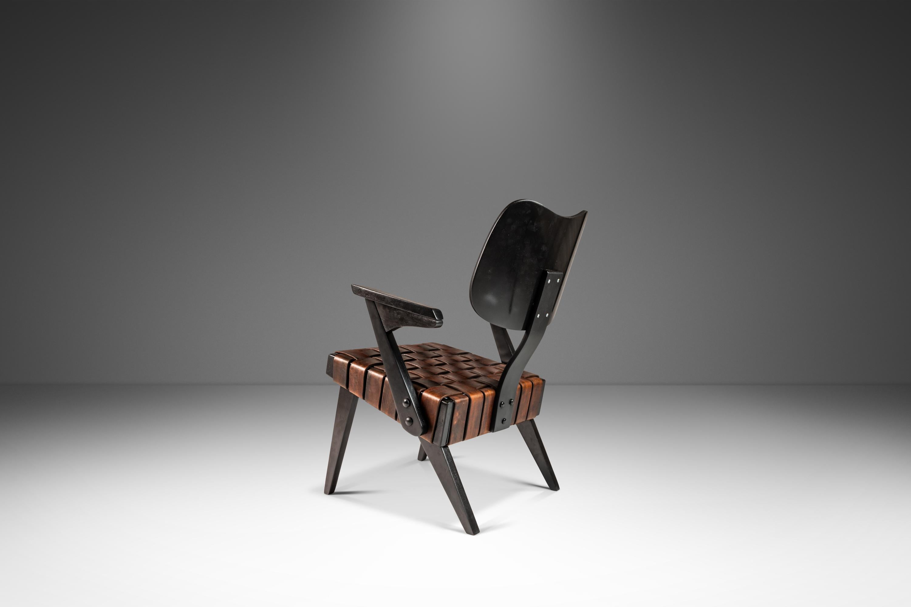 Rare Mid-Century Modern Hand-Tooled Leather Ruspan Chair by Russell Spanner, 60s 9