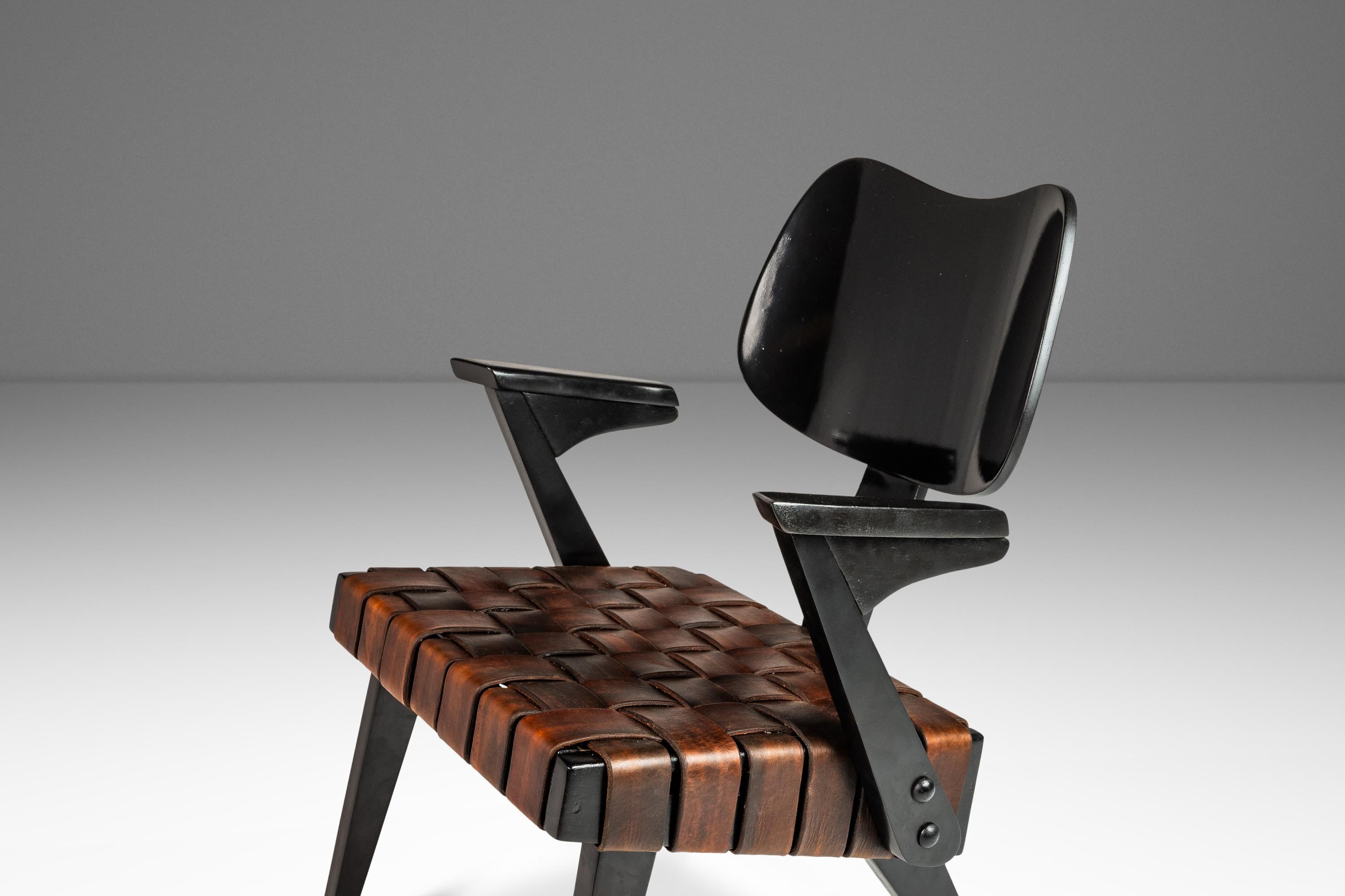 Rare Mid-Century Modern Hand-Tooled Leather Ruspan Chair by Russell Spanner, 60s 10
