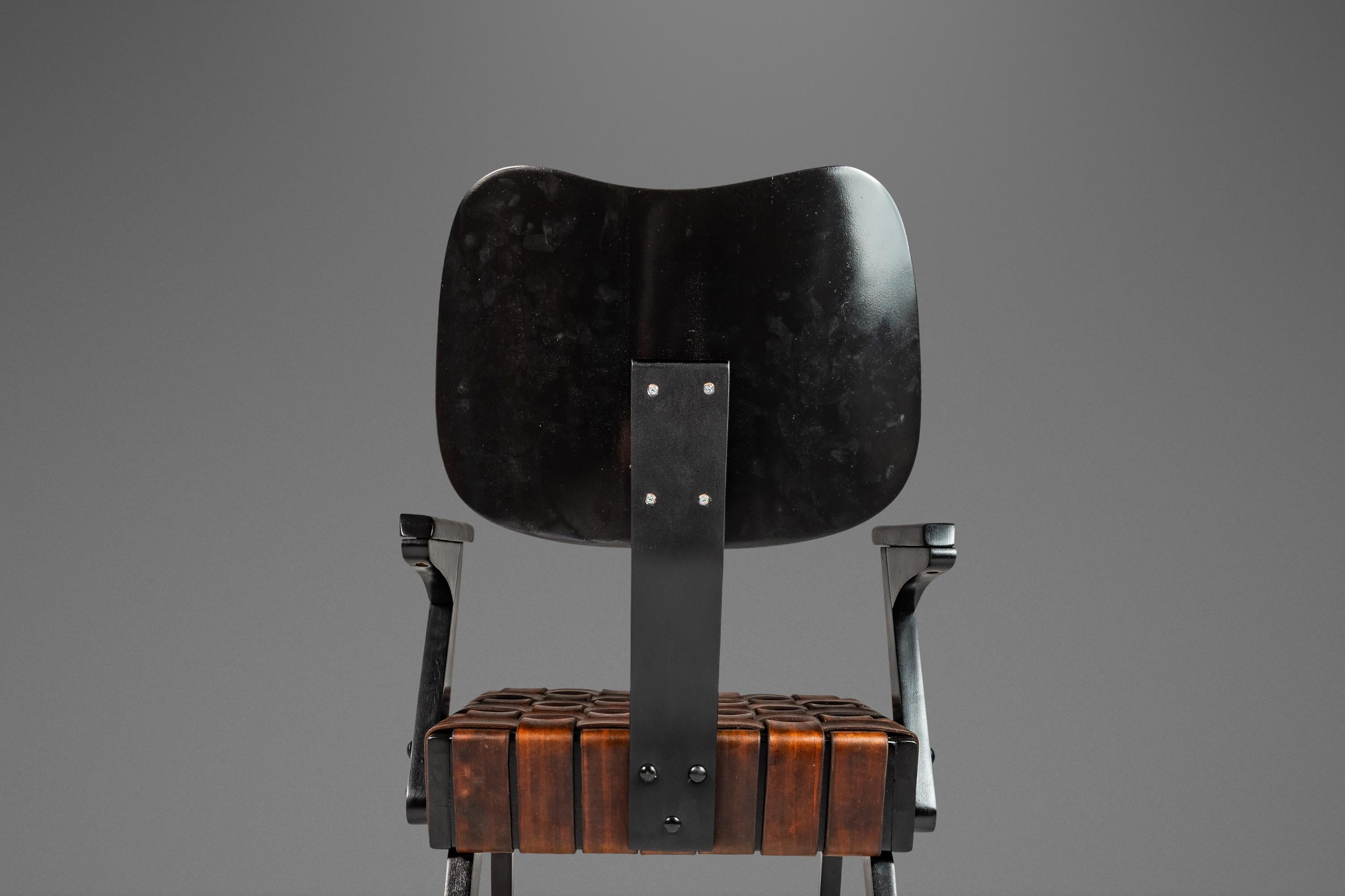 Rare Mid-Century Modern Hand-Tooled Leather Ruspan Chair by Russell Spanner, 60s 12