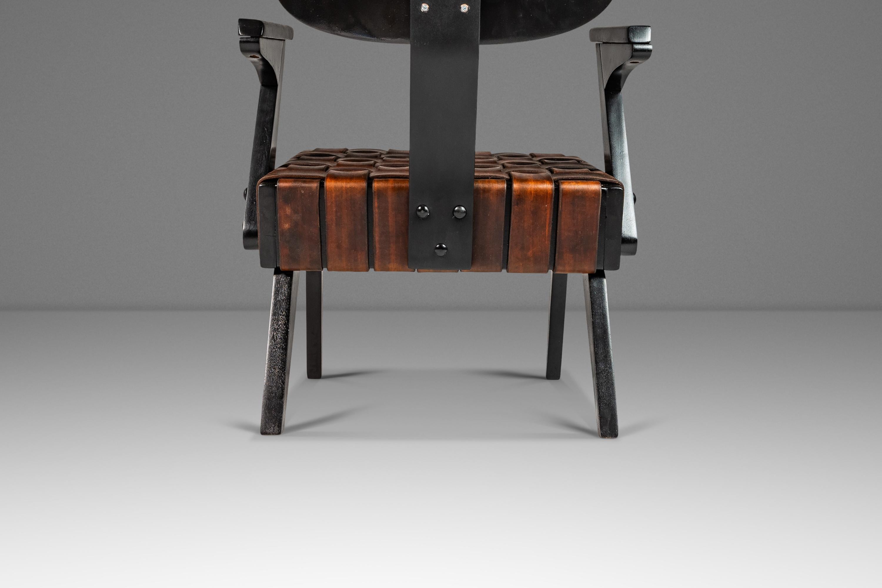 Rare Mid-Century Modern Hand-Tooled Leather Ruspan Chair by Russell Spanner, 60s 13