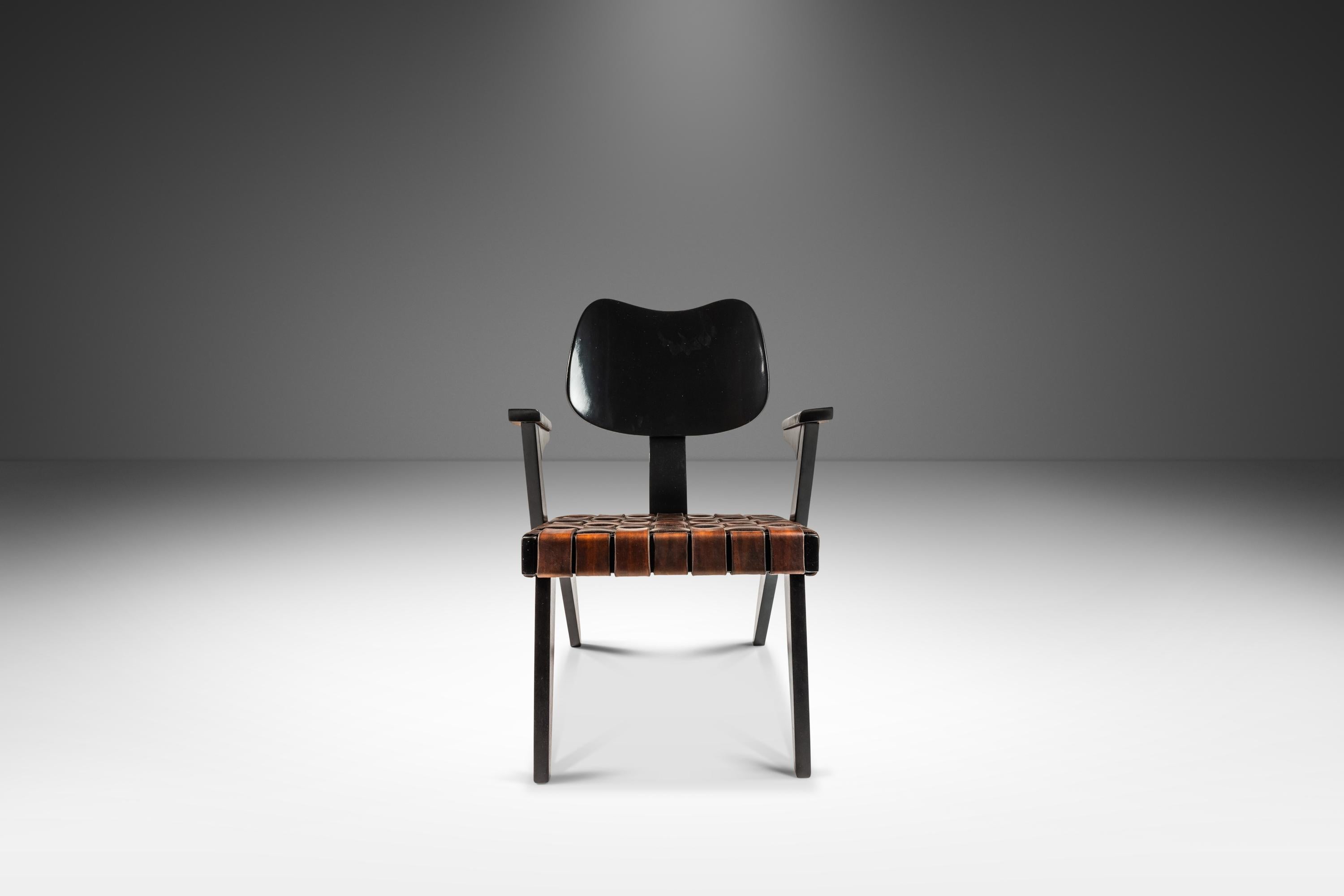 Rare Mid-Century Modern Hand-Tooled Leather Ruspan Chair by Russell Spanner, 60s In Good Condition In Deland, FL