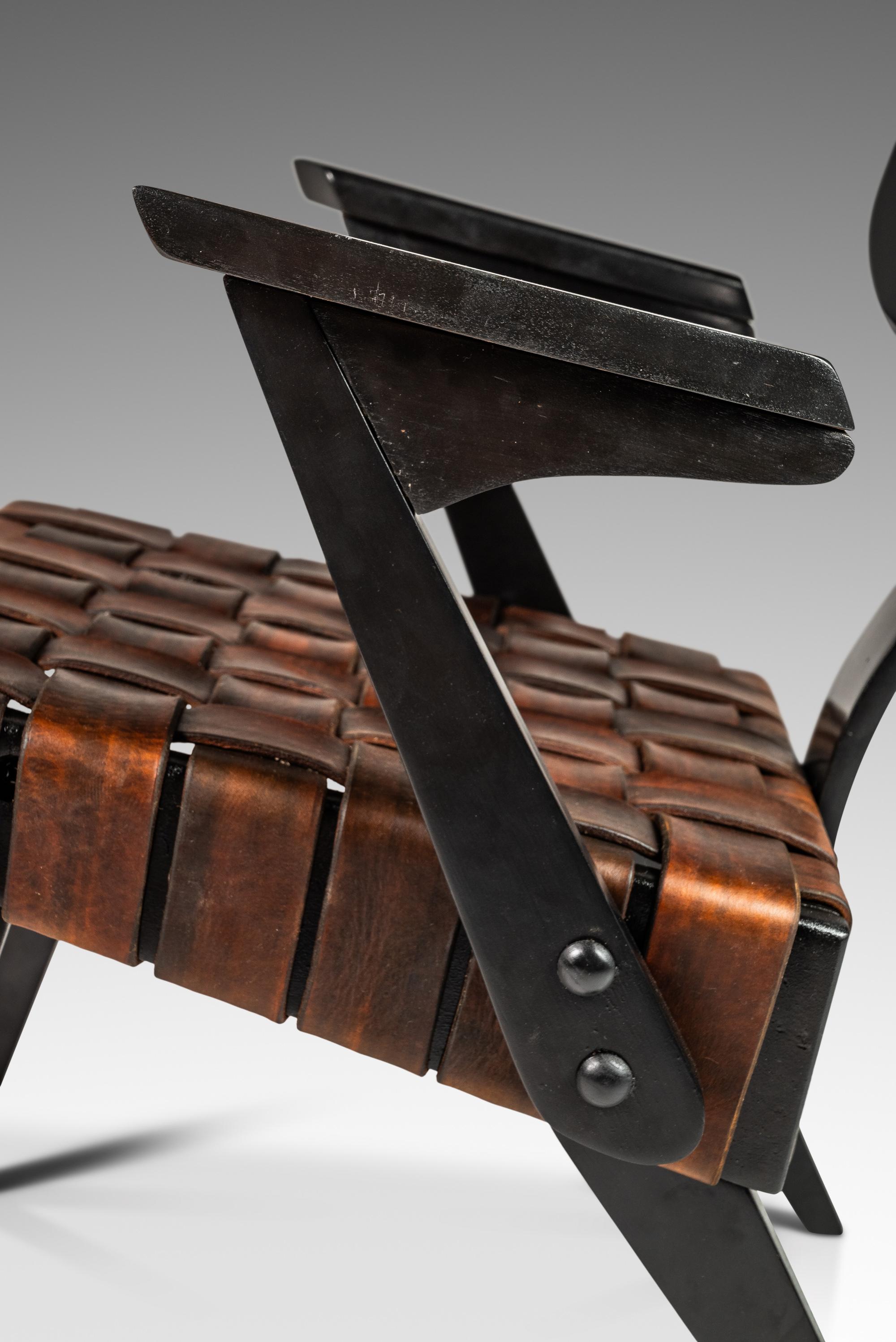 Mid-20th Century Rare Mid-Century Modern Hand-Tooled Leather Ruspan Chair by Russell Spanner, 60s
