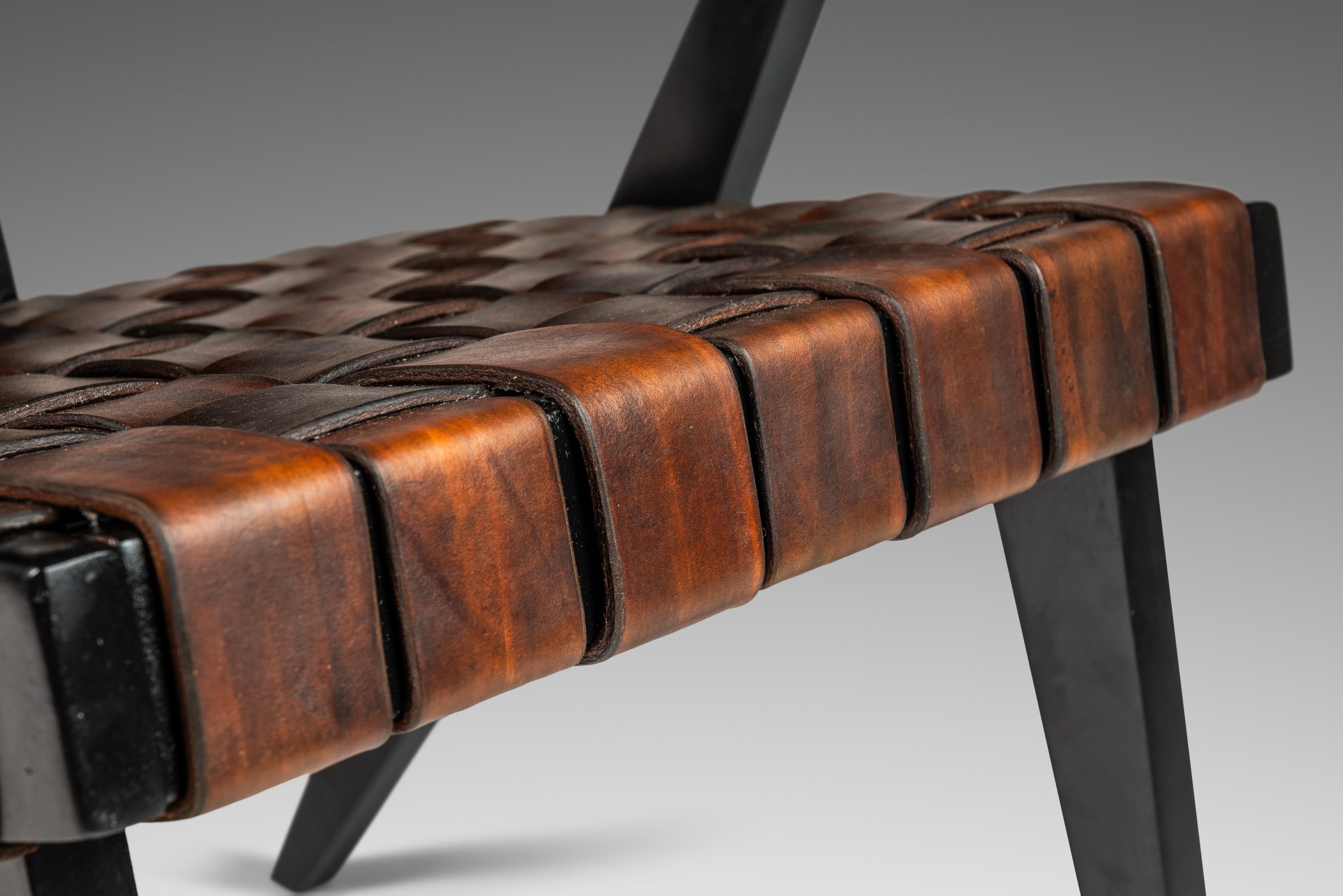 Rare Mid-Century Modern Hand-Tooled Leather Ruspan Chair by Russell Spanner, 60s 2