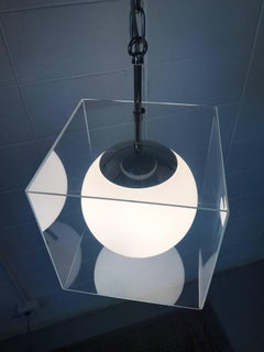 Rare Mid-Century Modern Hanging Laurel Lamp in a Lucite Enclosure