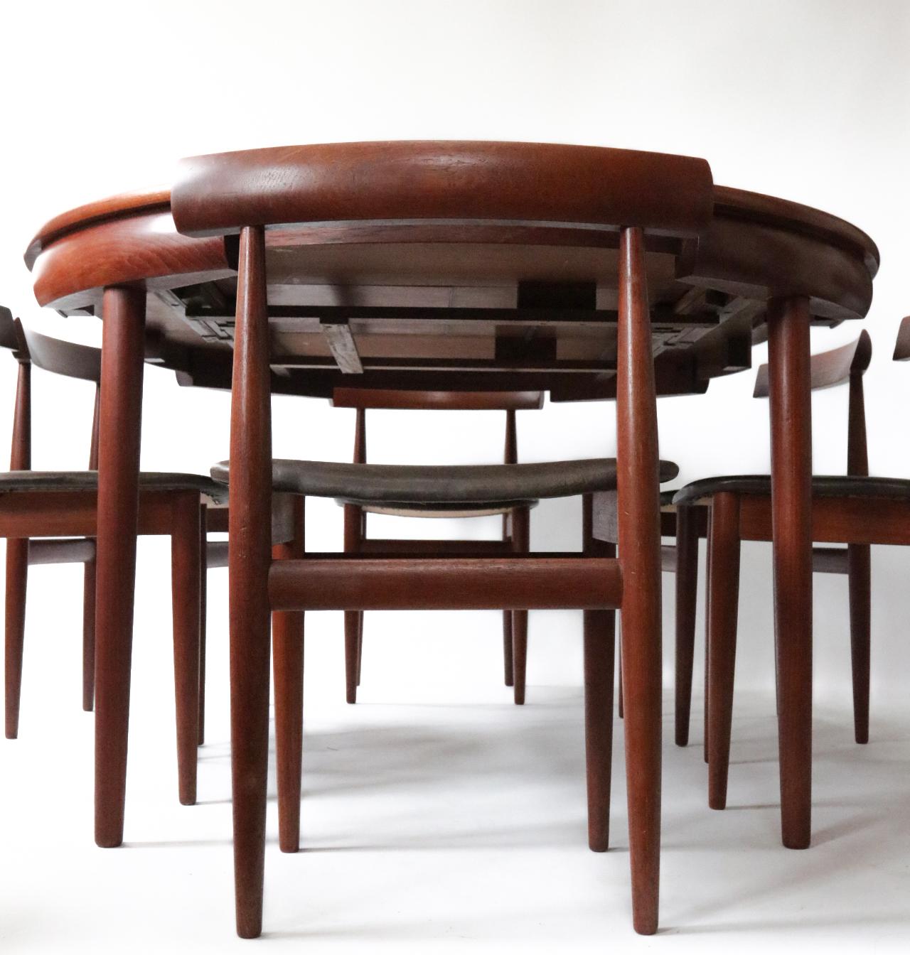 Rare Mid-Century Modern Hans Olsen Frem Rojle Extendable Dining Table 6 Chairs 4