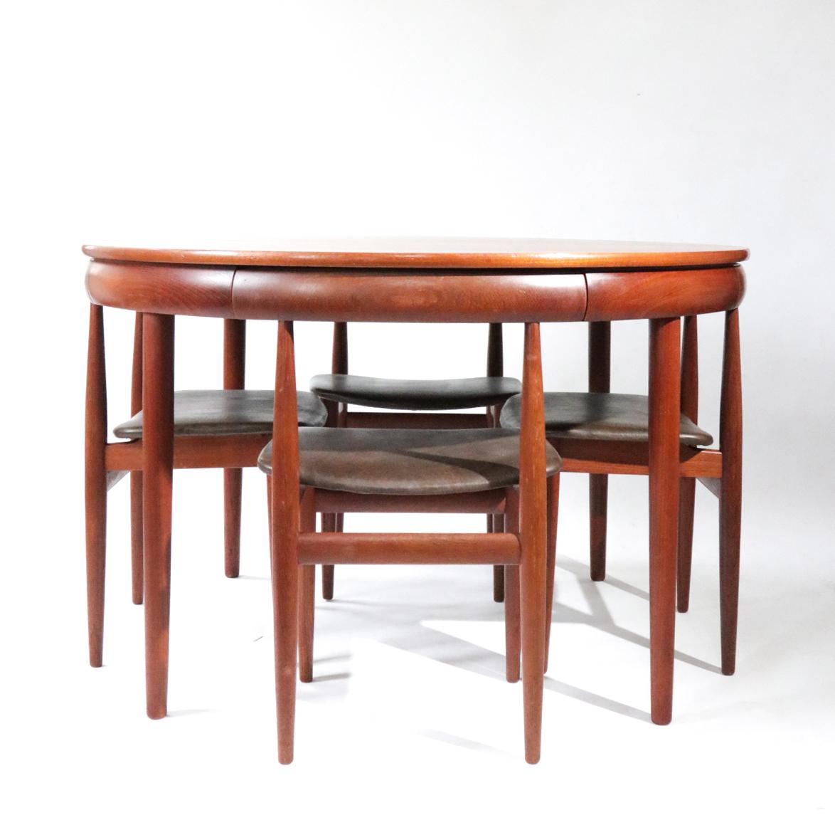 Danish Rare Mid-Century Modern Hans Olsen Frem Rojle Extendable Dining Table 6 Chairs
