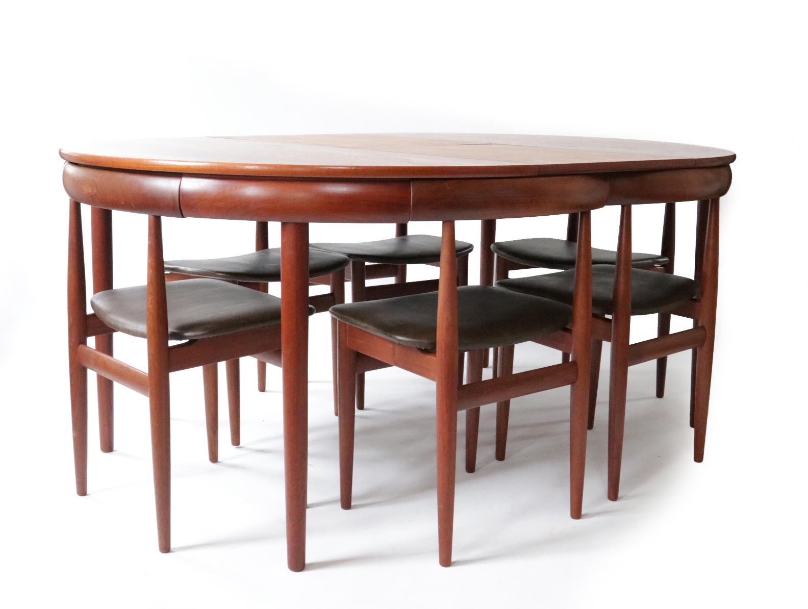 Mid-20th Century Rare Mid-Century Modern Hans Olsen Frem Rojle Extendable Dining Table 6 Chairs