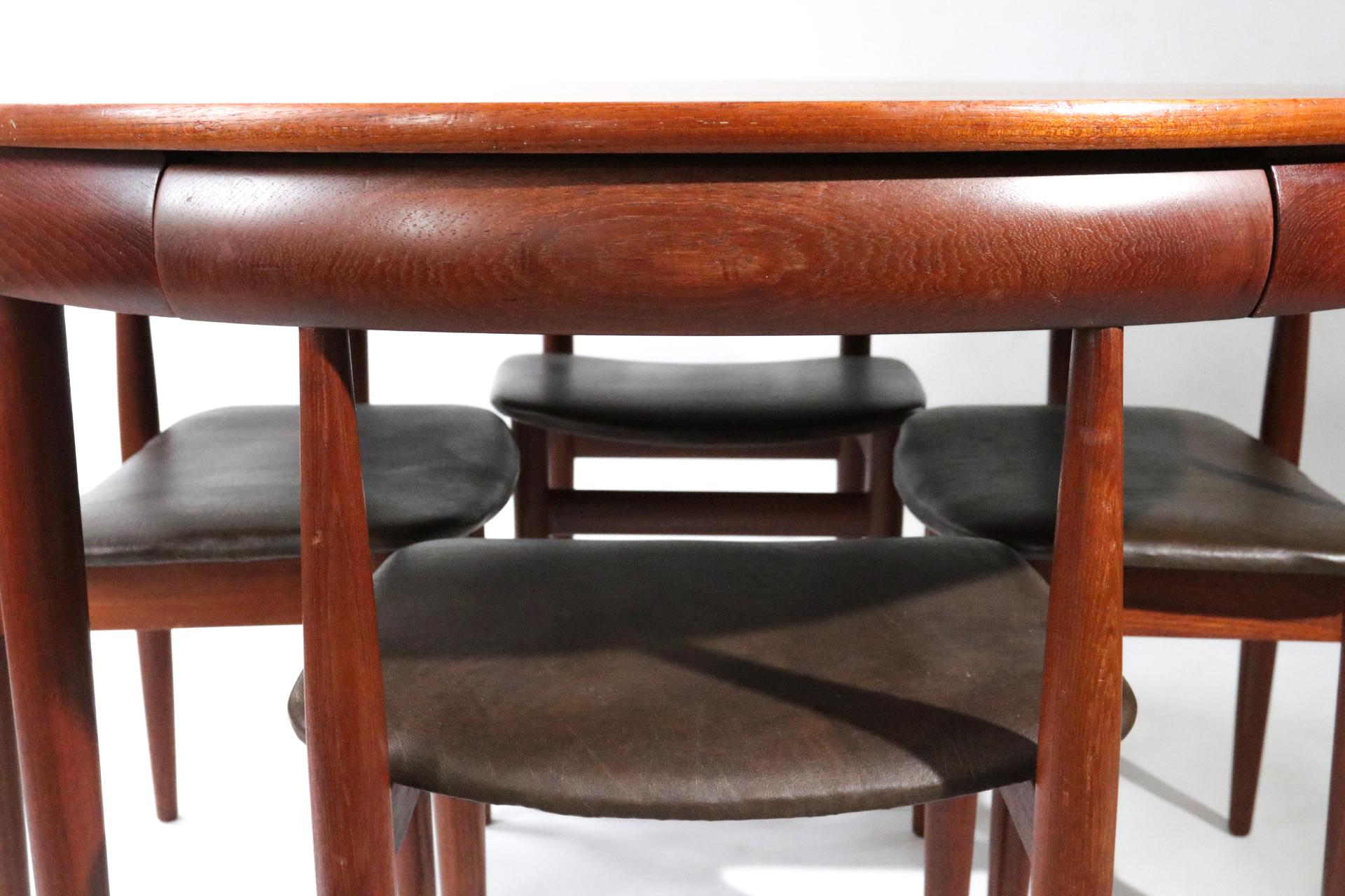 Teak Rare Mid-Century Modern Hans Olsen Frem Rojle Extendable Dining Table 6 Chairs