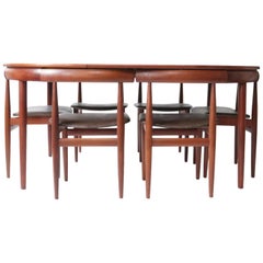 Vintage Rare Mid-Century Modern Hans Olsen Frem Rojle Extendable Dining Table 6 Chairs